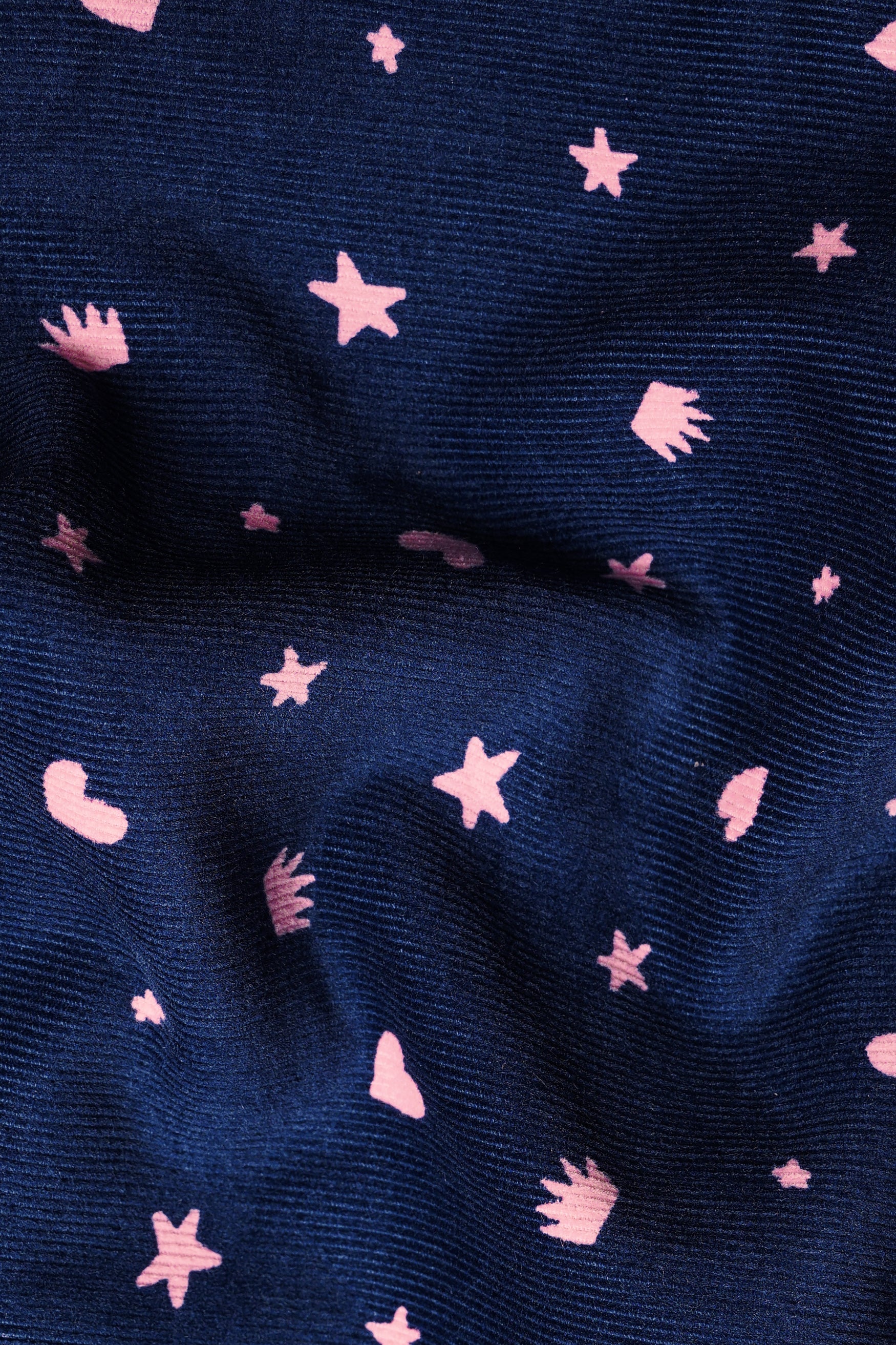 Downriver Blue and Cavern Pink Shapes Printed Premium Cotton Women’s Tuxedo Blazer