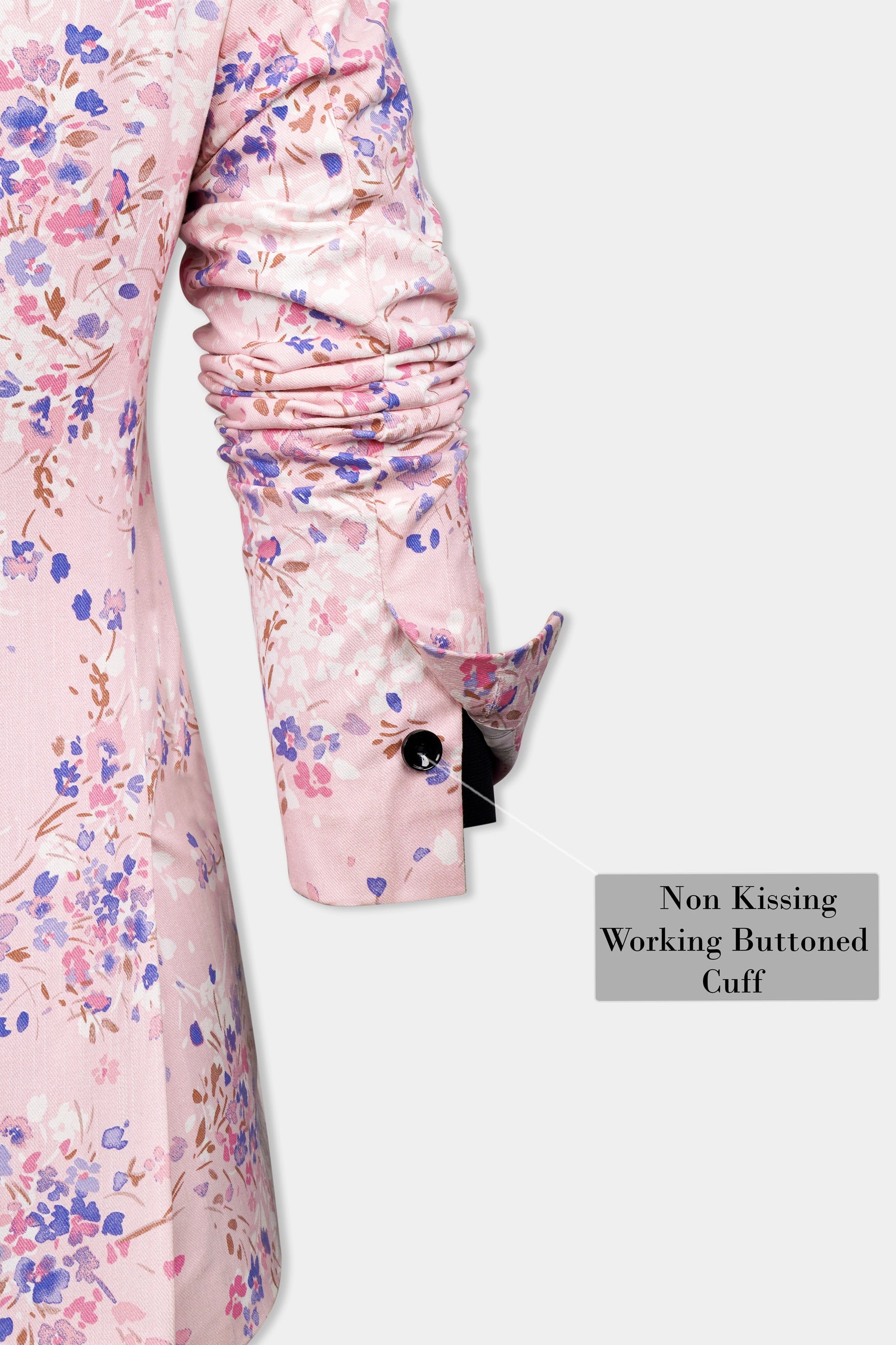 Gainsboro Pink and Scampi Blue Multicolour Ditsy Printed Premium Cotton Women’s Designer Blazer