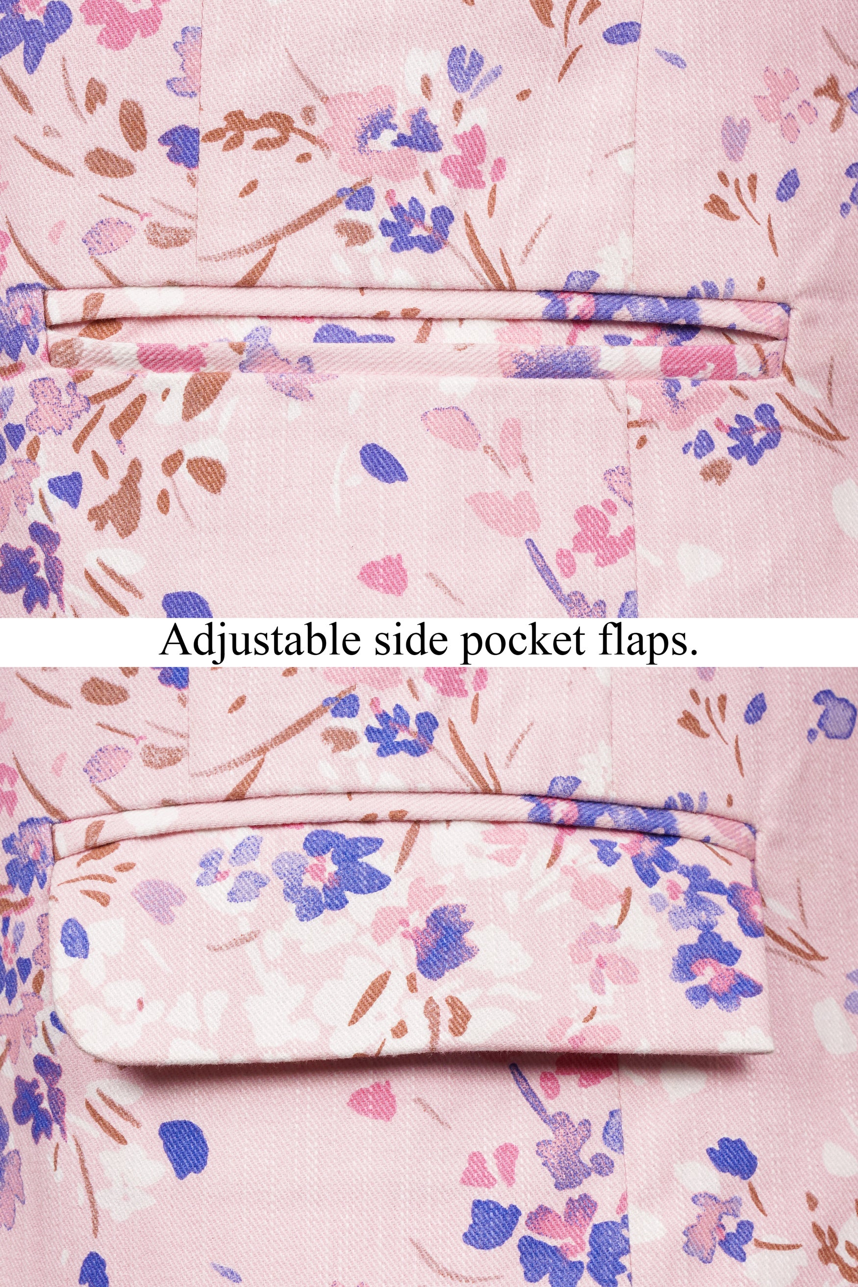 Gainsboro Pink and Scampi Blue Multicolour Ditsy Printed Premium Cotton Women’s Designer Blazer