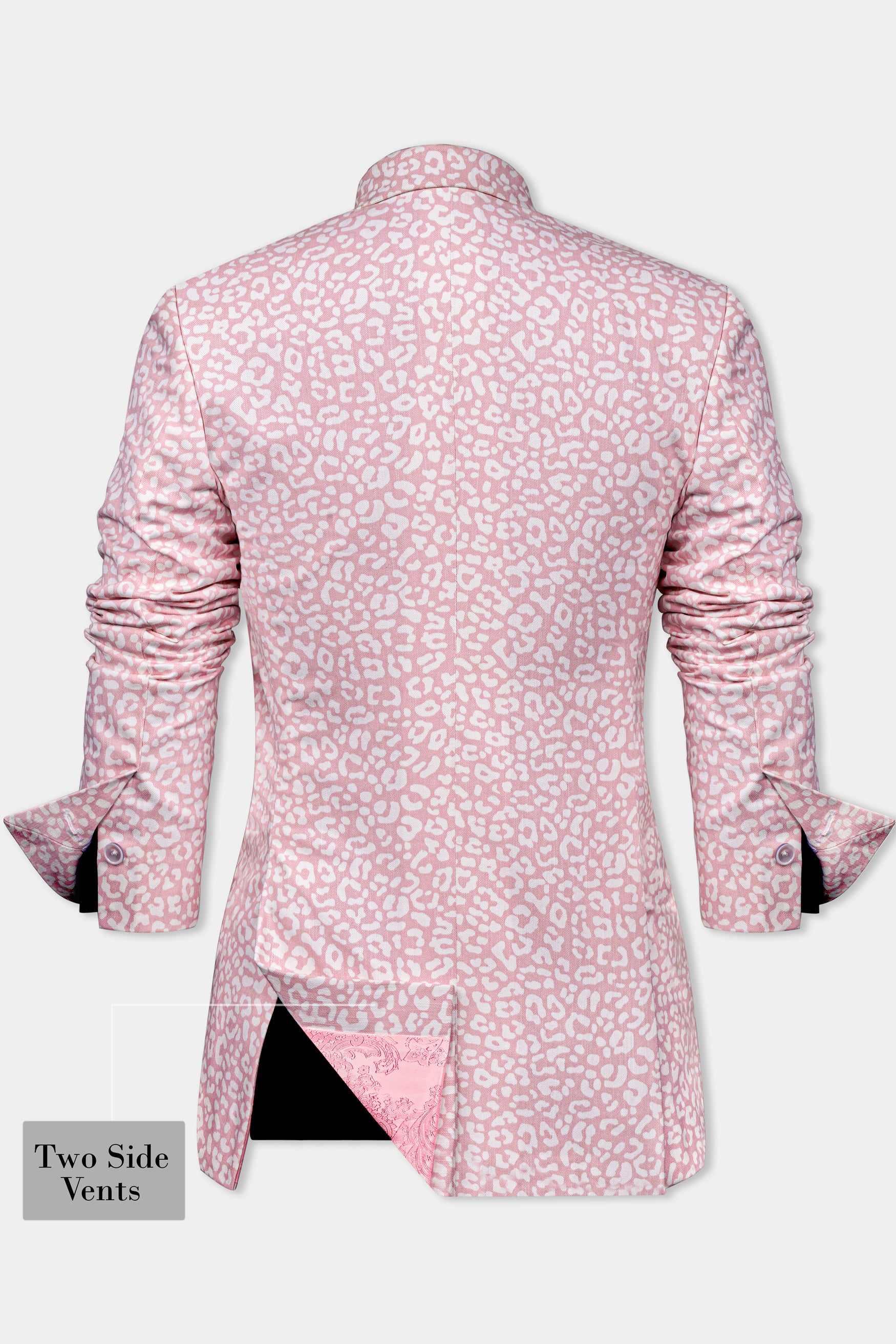 Thistle Pink and Bright White Animal Printed Premium Cotton Women’s Designer Blazer