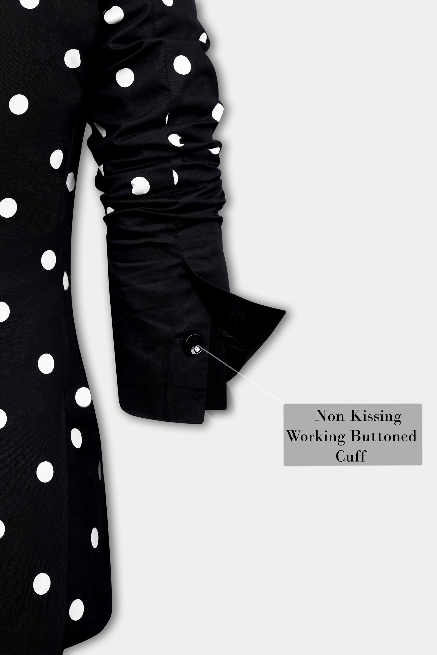 Jade Black and White Polka Dotted Premium Cotton Women’s Tuxedo Blazer