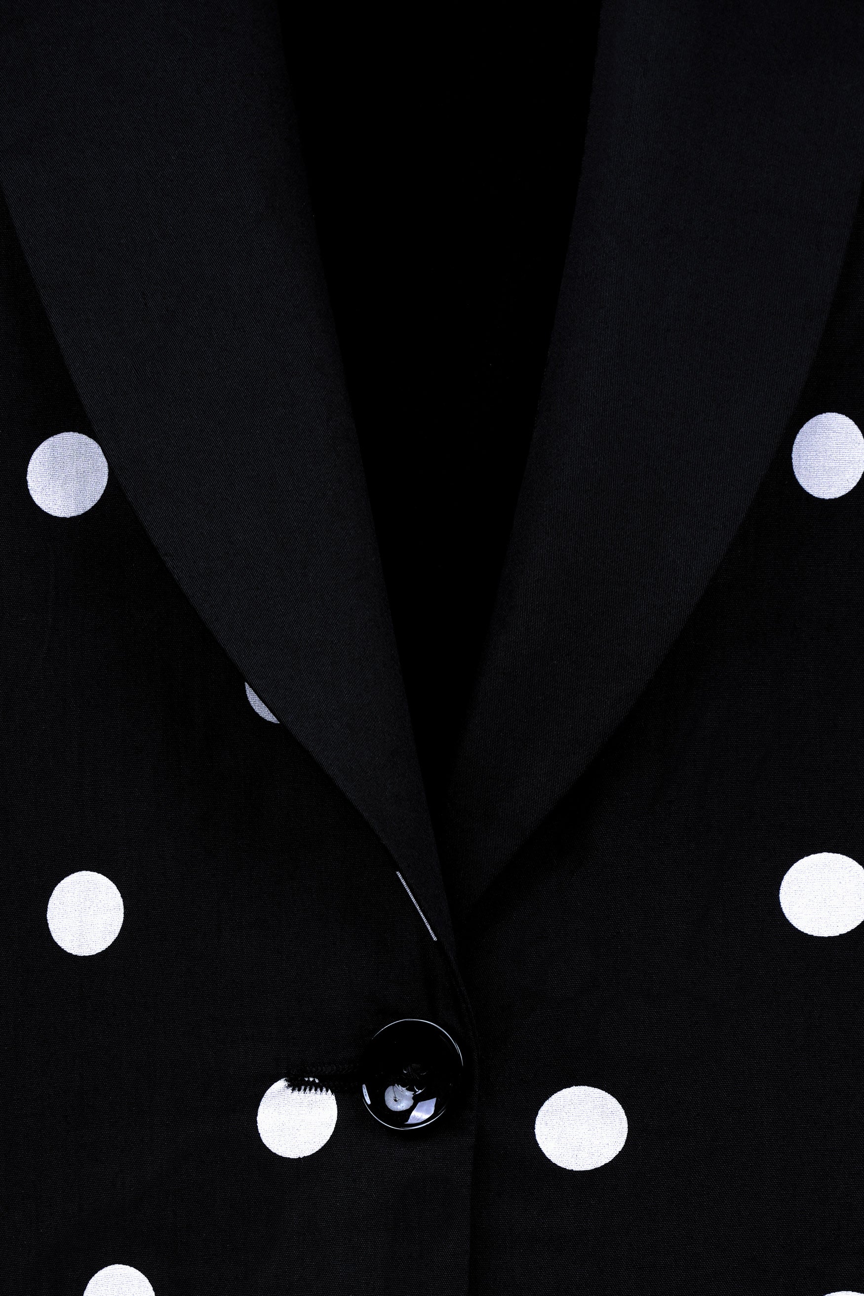 Jade Black and White Polka Dotted Premium Cotton Women’s Tuxedo Blazer