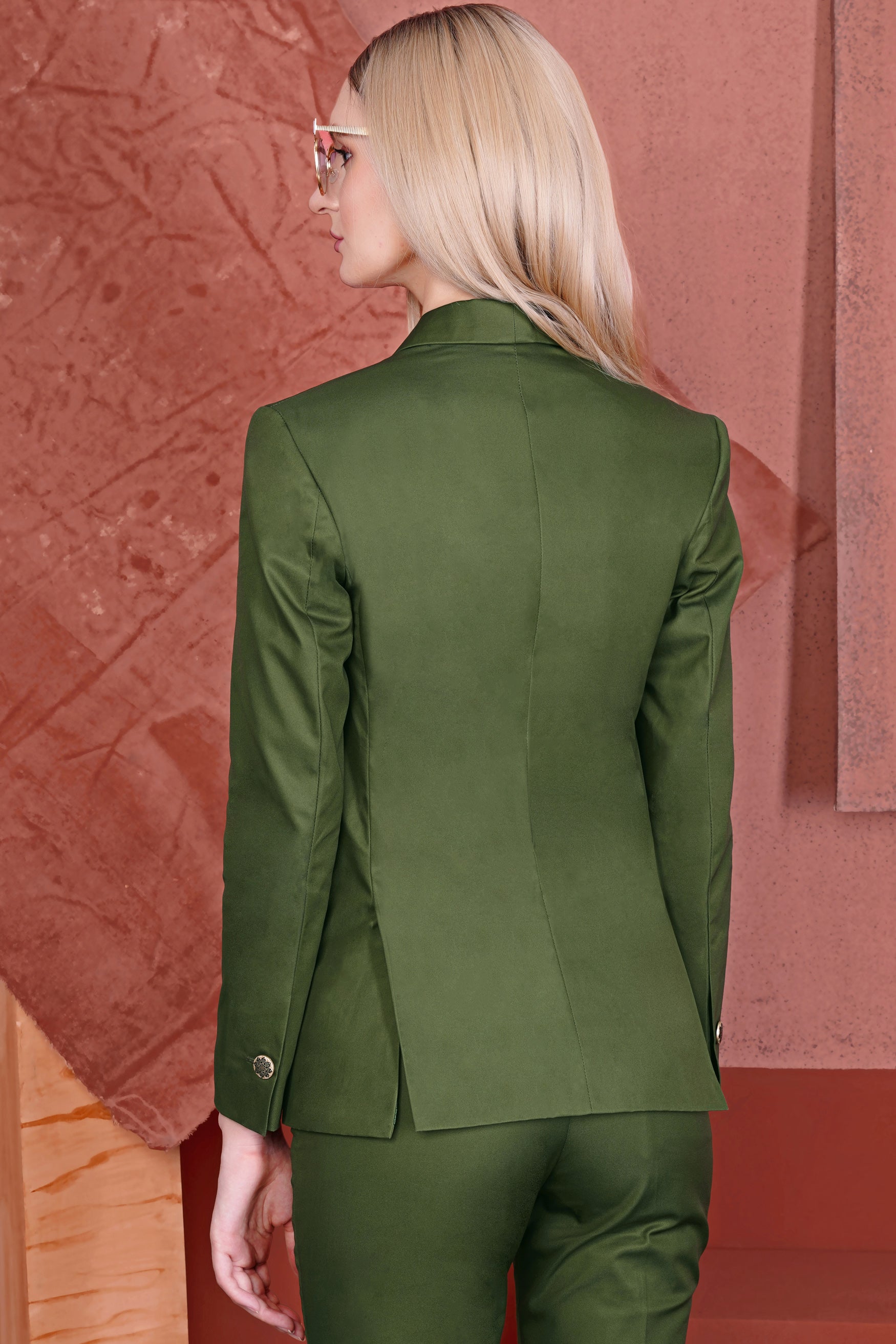 Forest Green Wool Rich Women’s Designer Tuxedo Blazer