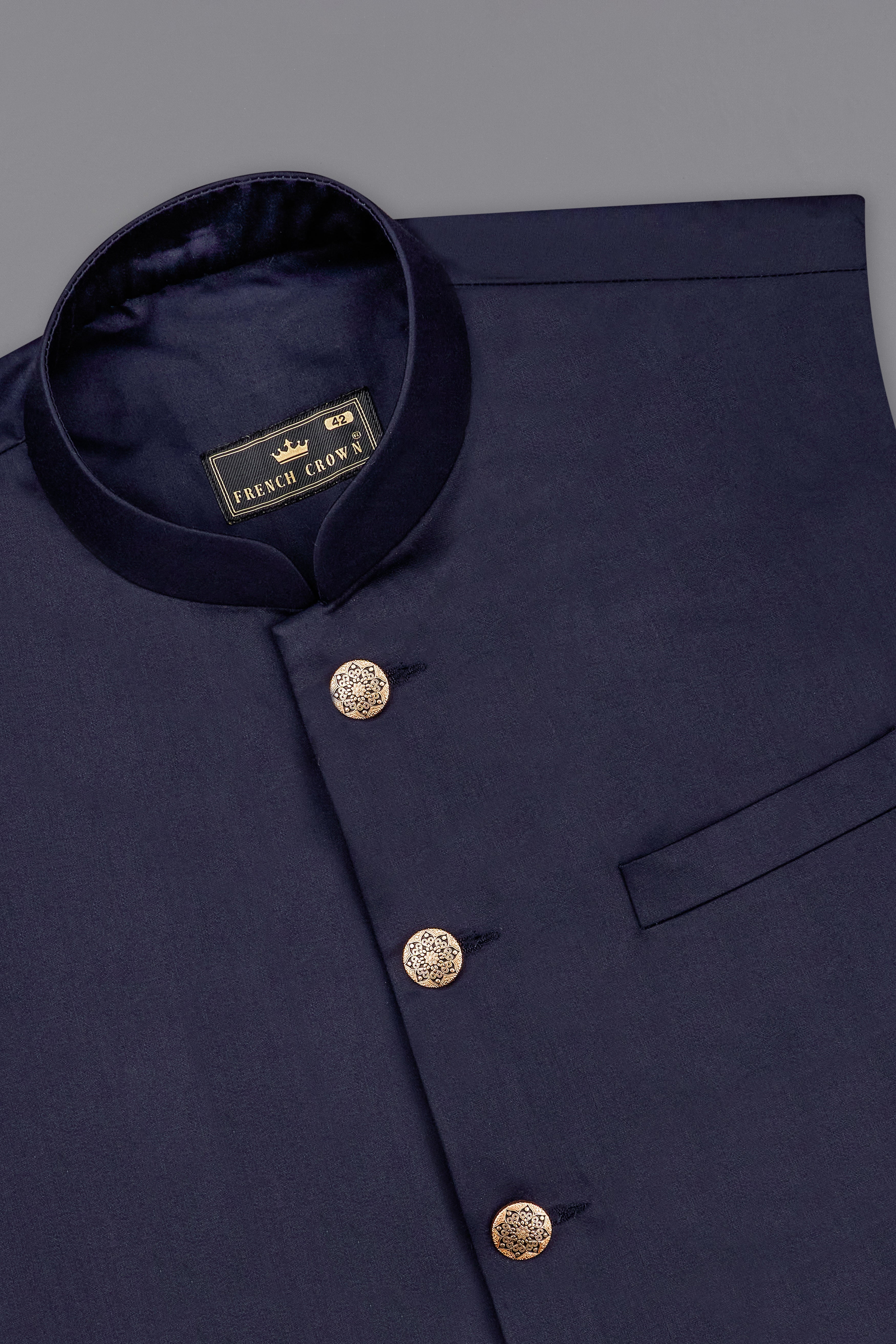 Blue Subtle Sheen Textured Nehru Jacket