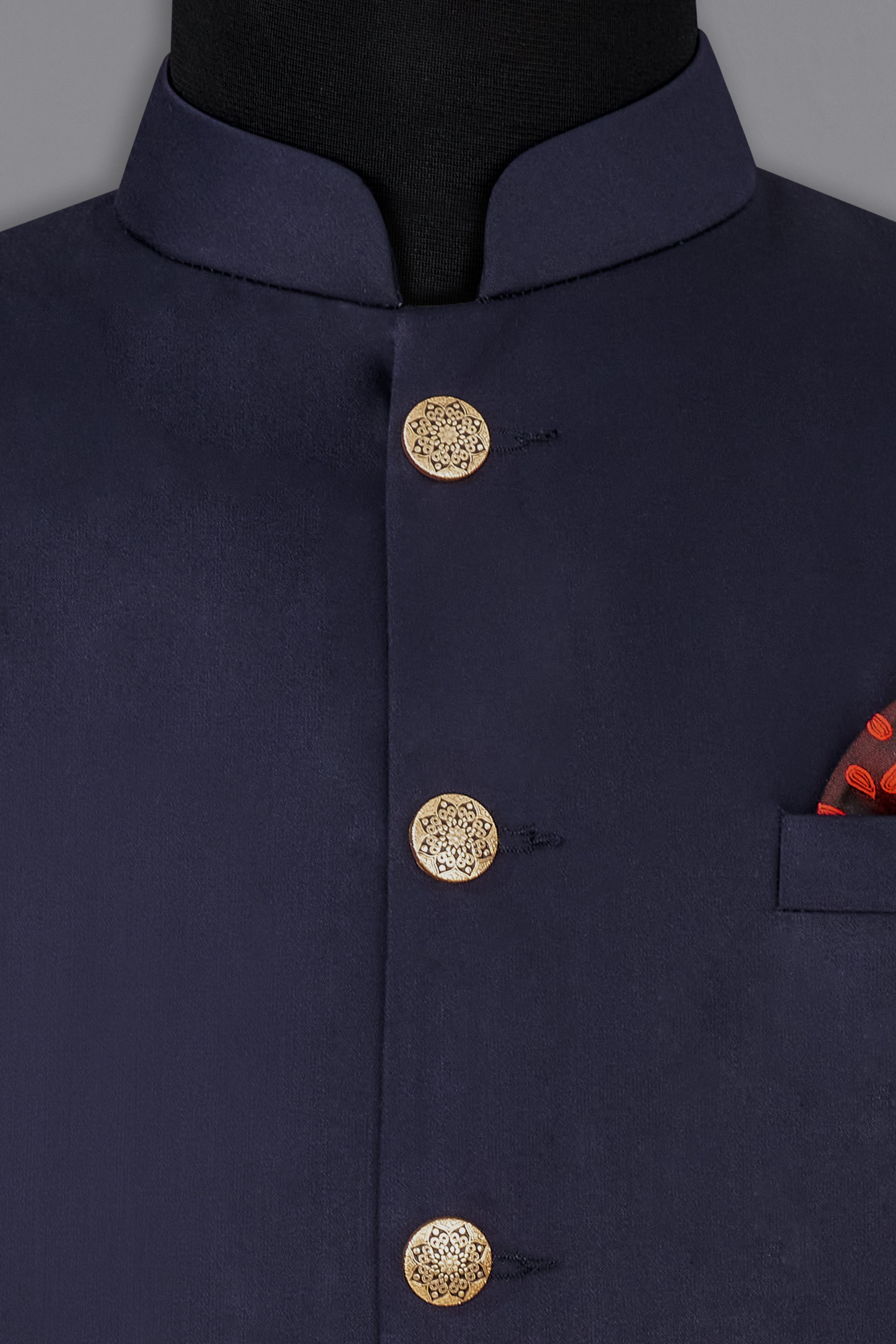 Blue Subtle Sheen Textured Nehru Jacket