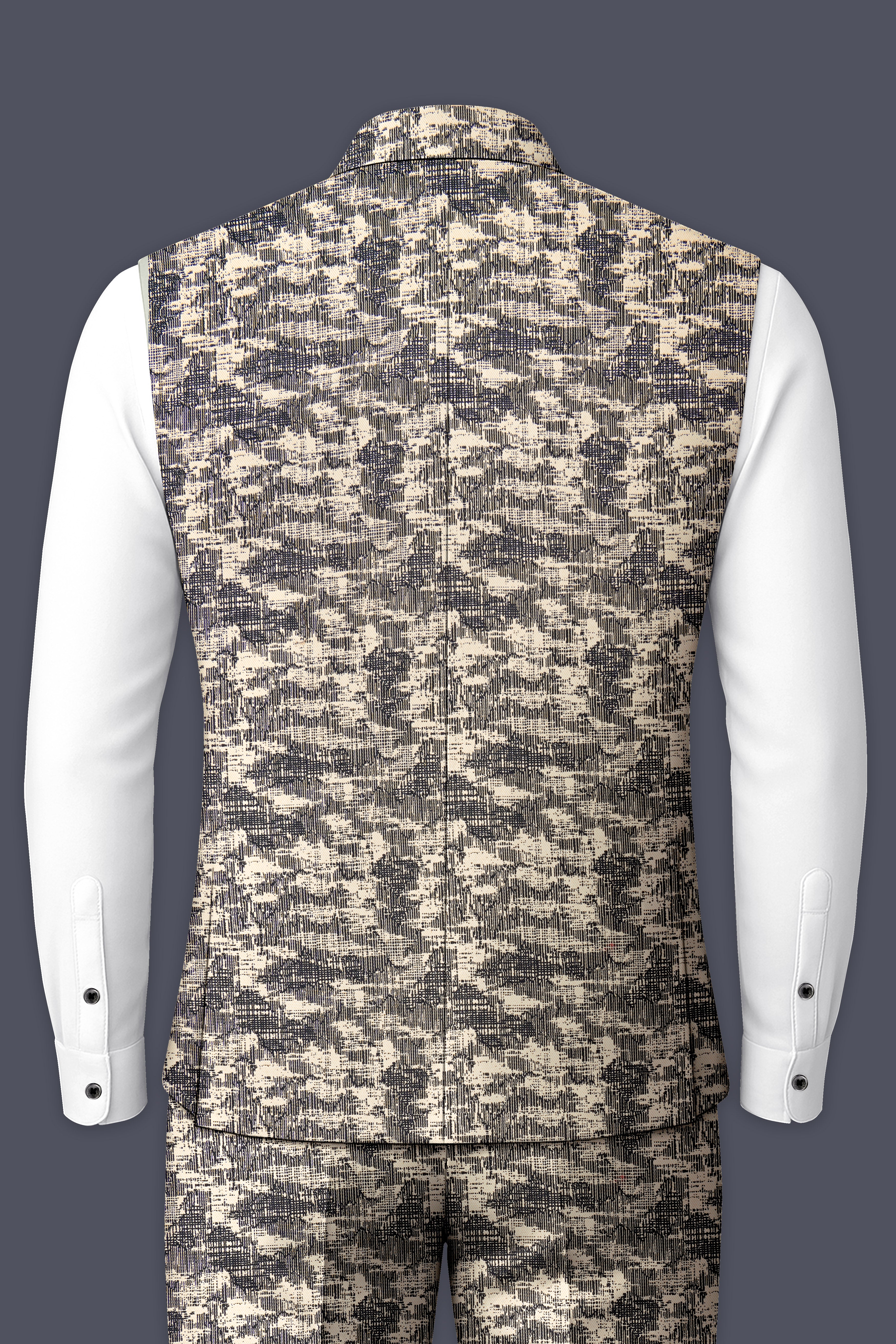 Bastille and Champagne Beige Abstract Printed Nehru Jacket