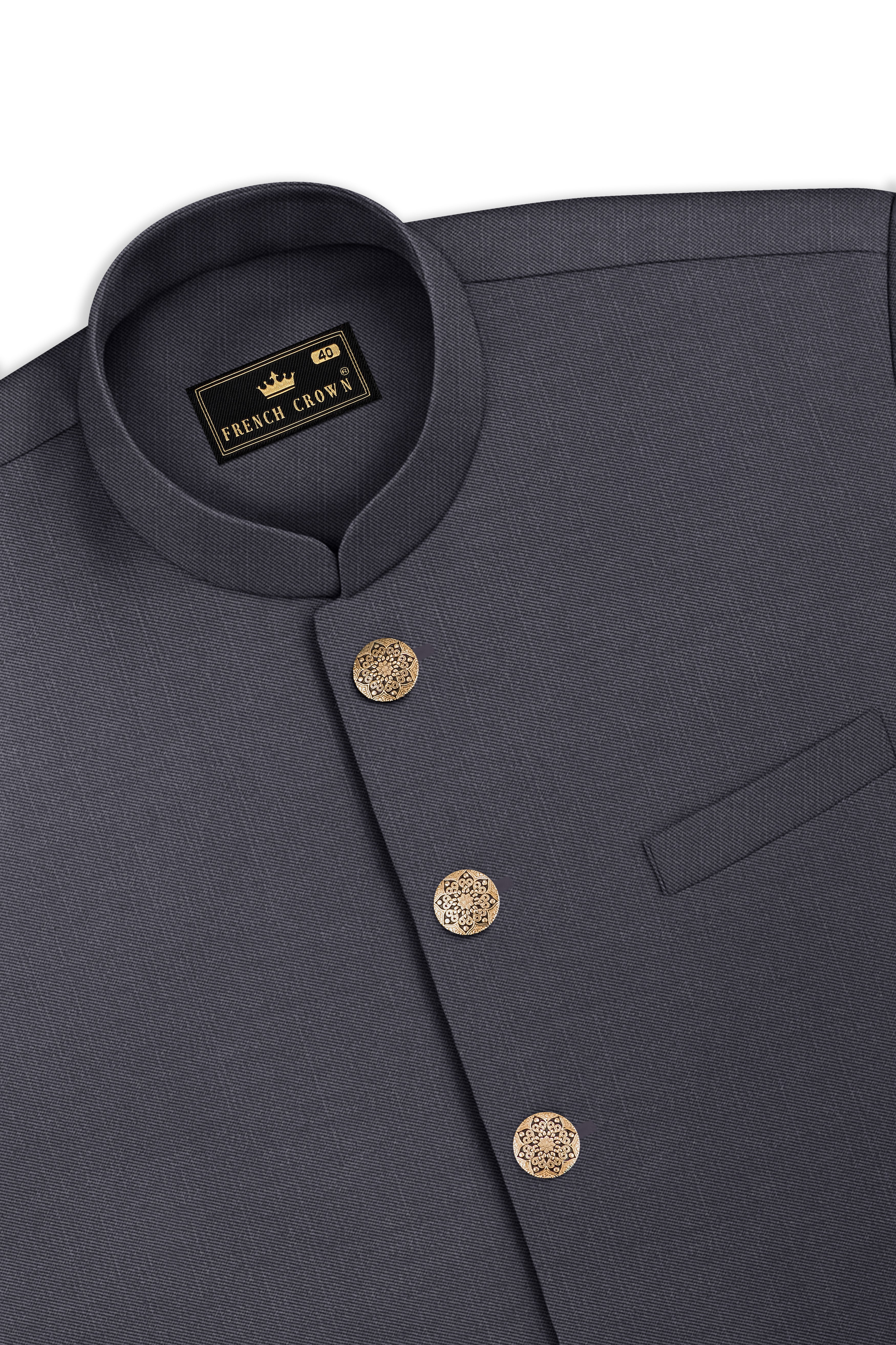 Vampire Gray Textured Nehru Jacket
