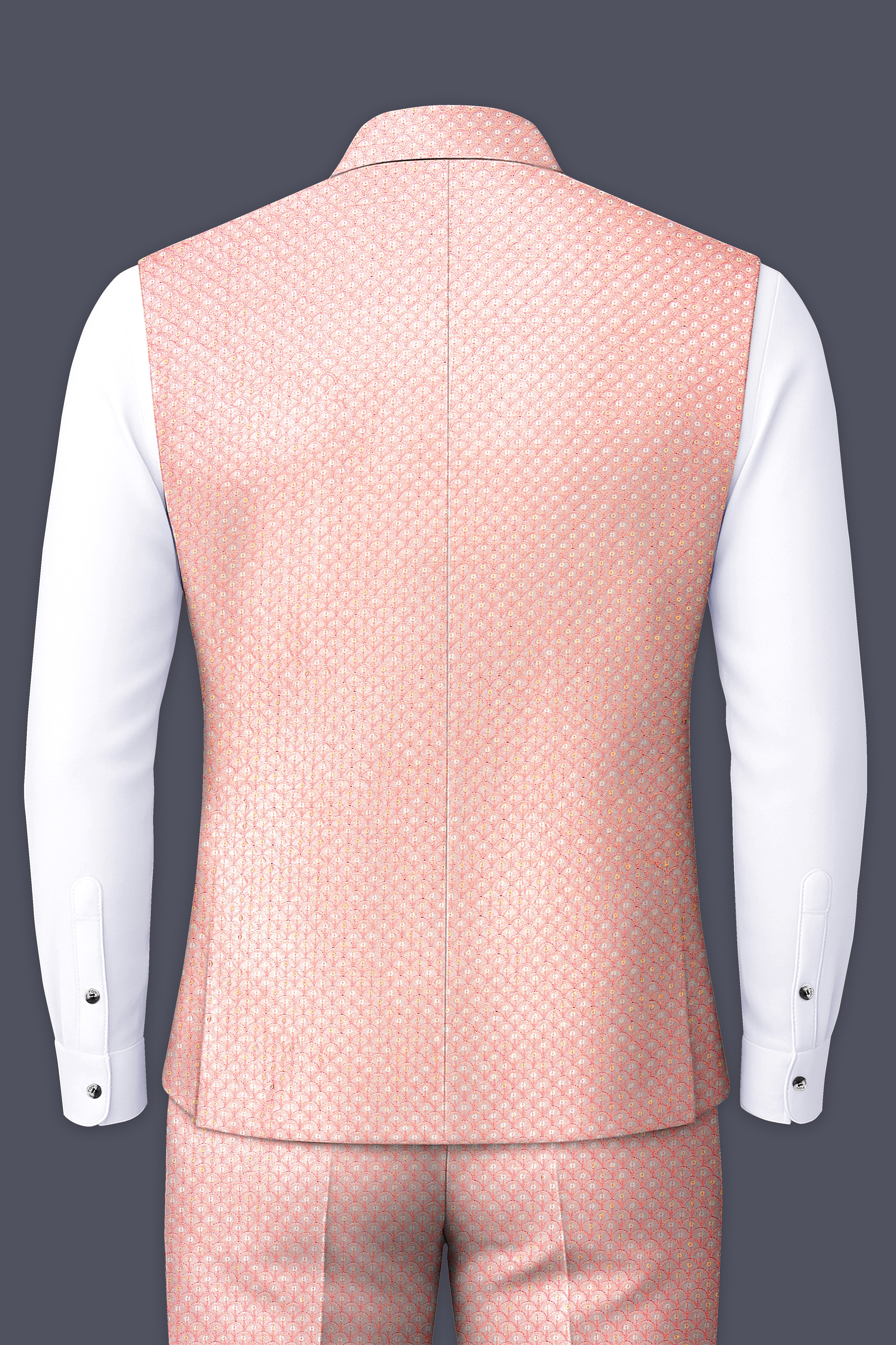 Rosavon-Mandys Pink Cotton Thread Heavy Embroidered Nehru Jacket