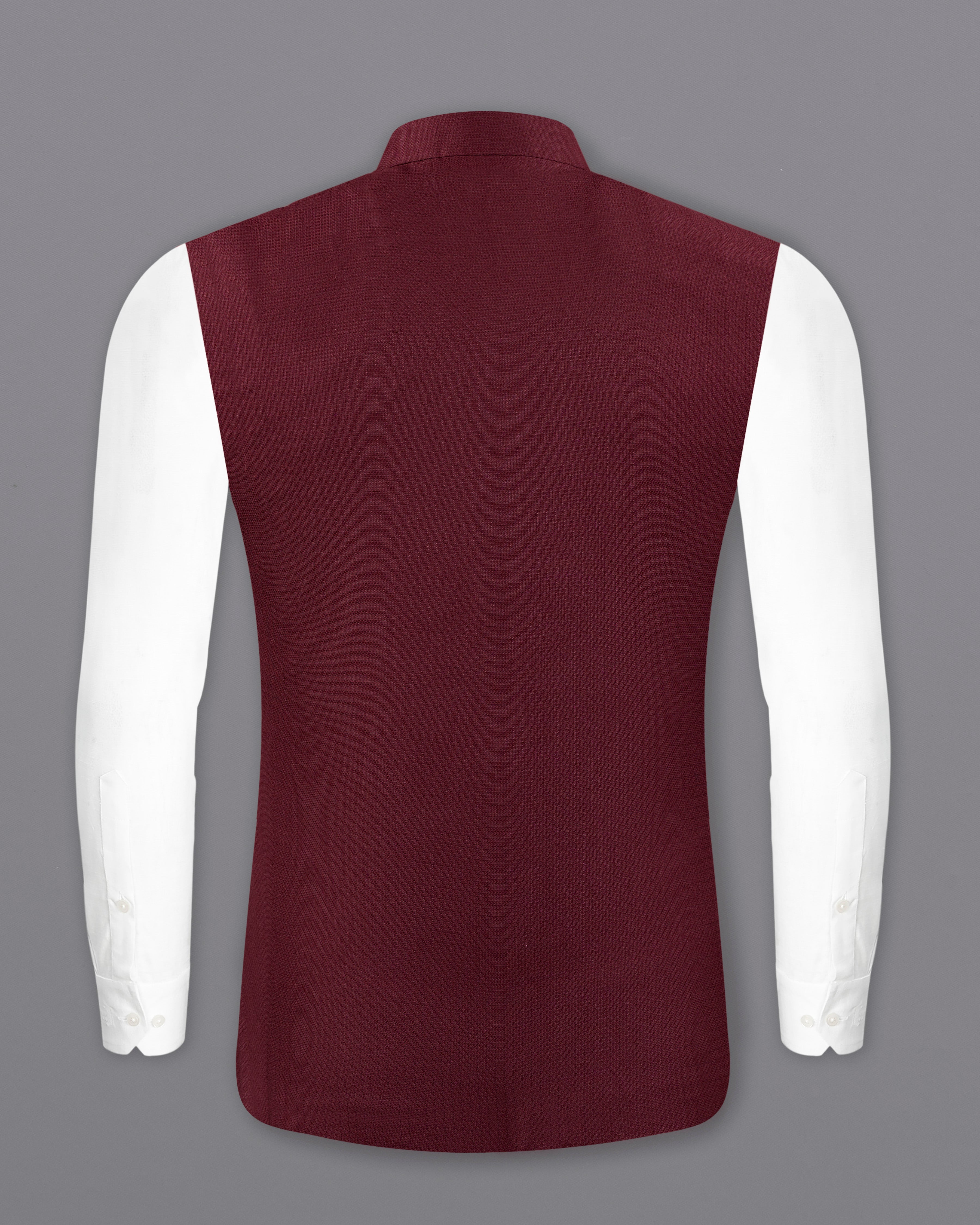 Maroon Textured Nehru Jacket