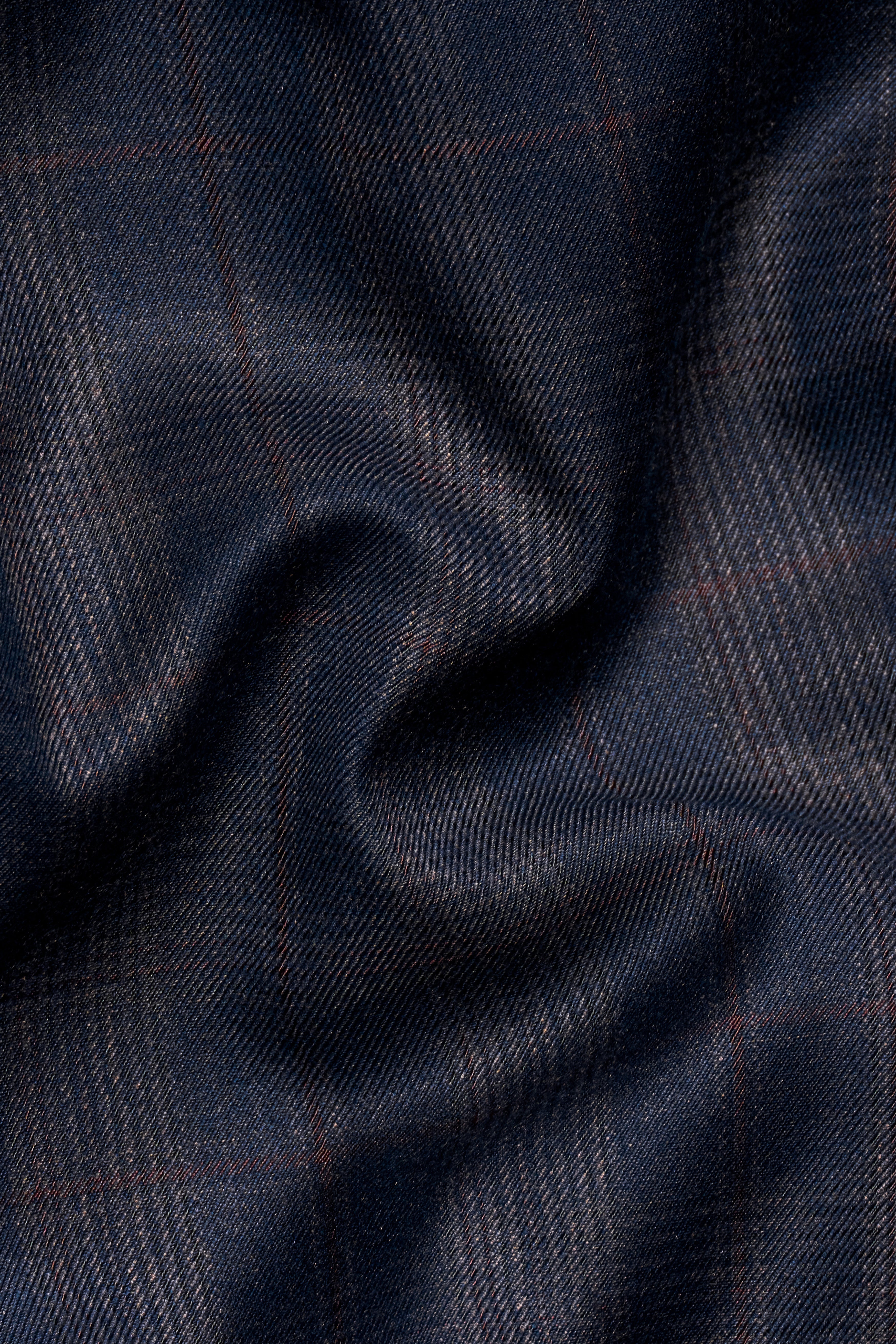 Admiral Blue and Cinereous Brown Plaid Wool Rich  Nehru Jacket WC2872-36, WC2872-38, WC2872-40, WC2872-42, WC2872-44, WC2872-46, WC2872-48, WC2872-50, WC2872-52, WC2872-54, WC2872-56, WC2872-58, WC2872-60