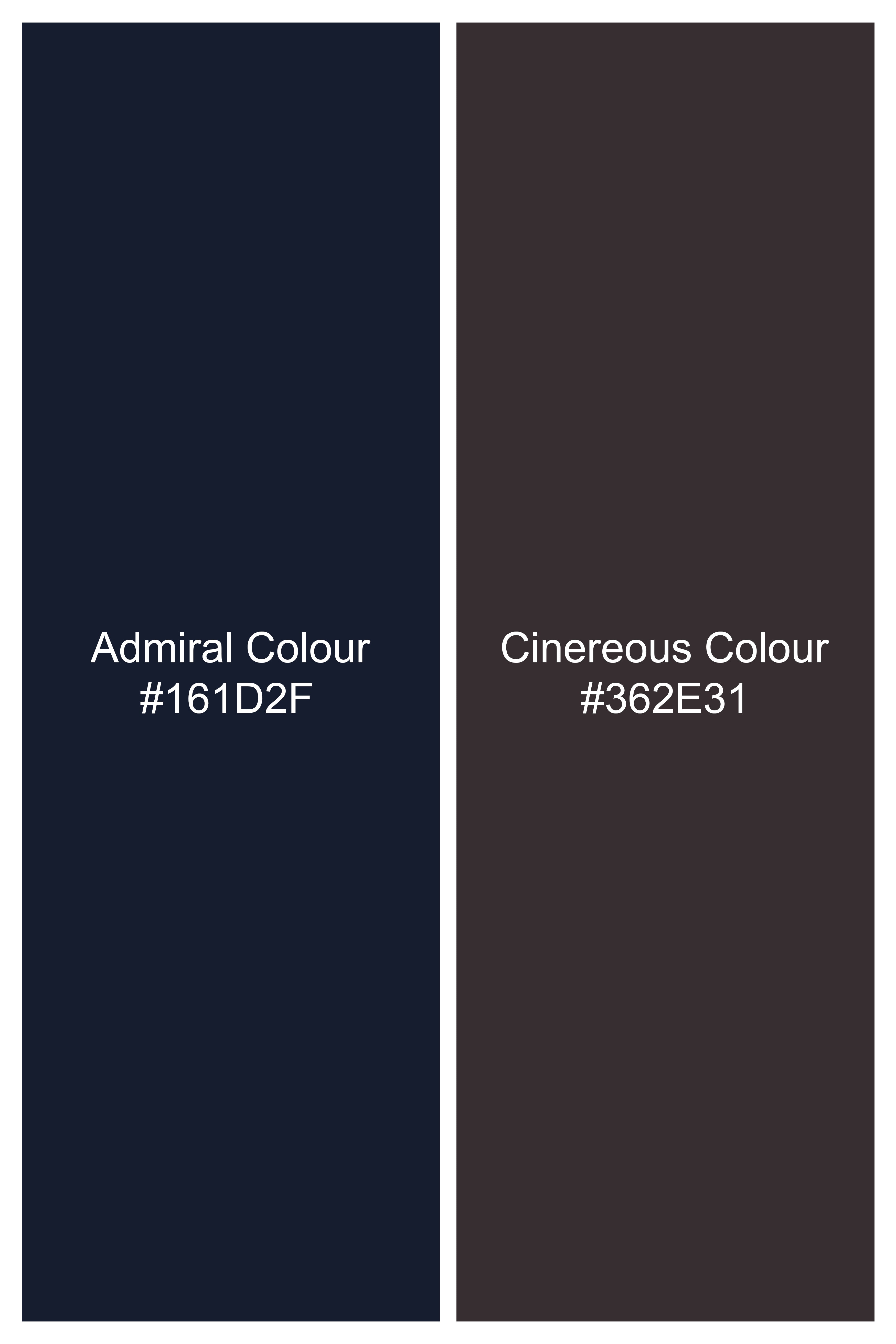 Admiral Blue and Cinereous Brown Plaid Wool Rich  Nehru Jacket WC2872-36, WC2872-38, WC2872-40, WC2872-42, WC2872-44, WC2872-46, WC2872-48, WC2872-50, WC2872-52, WC2872-54, WC2872-56, WC2872-58, WC2872-60
