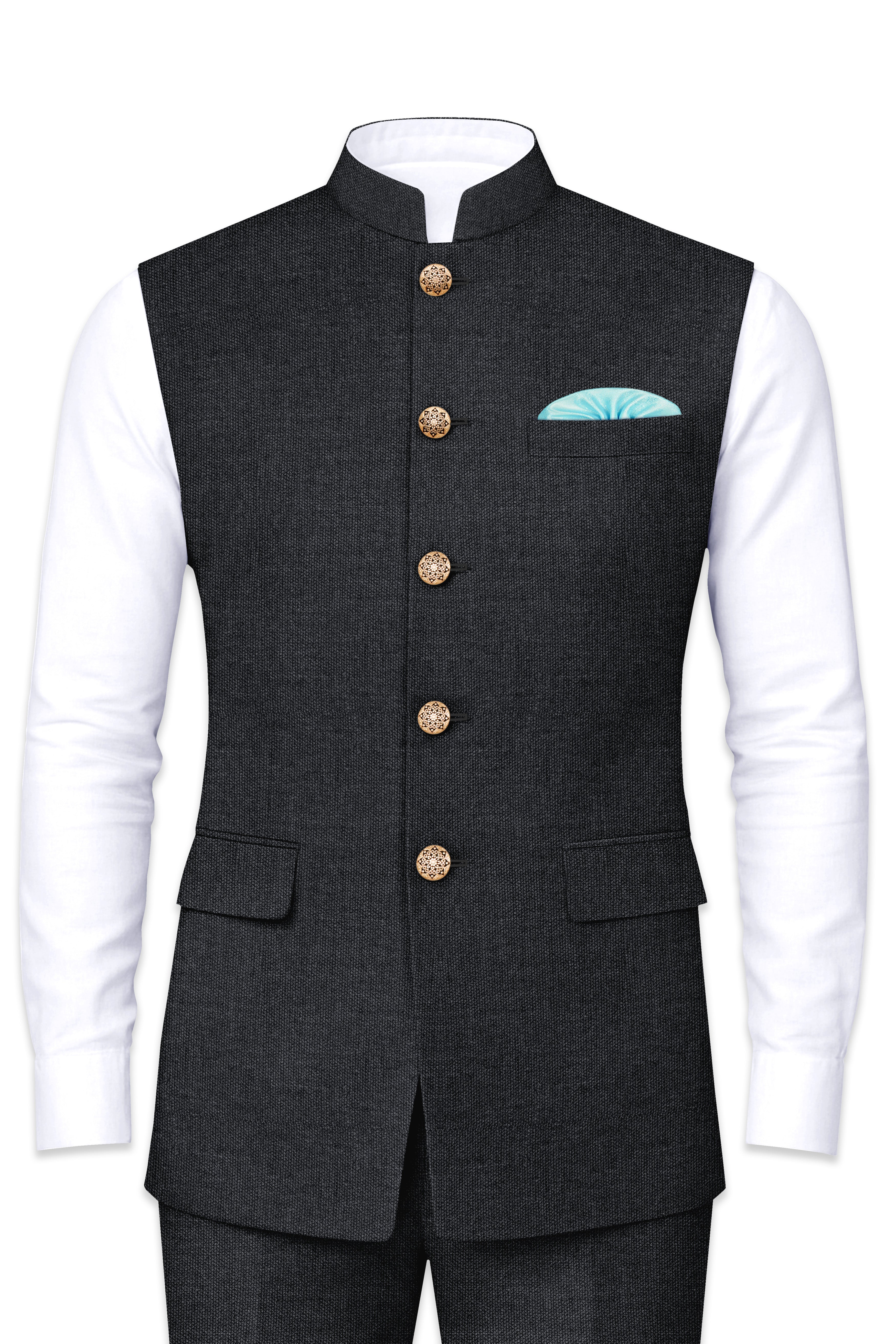 Gunmetal Grey Wool Rich Nehru Jacket