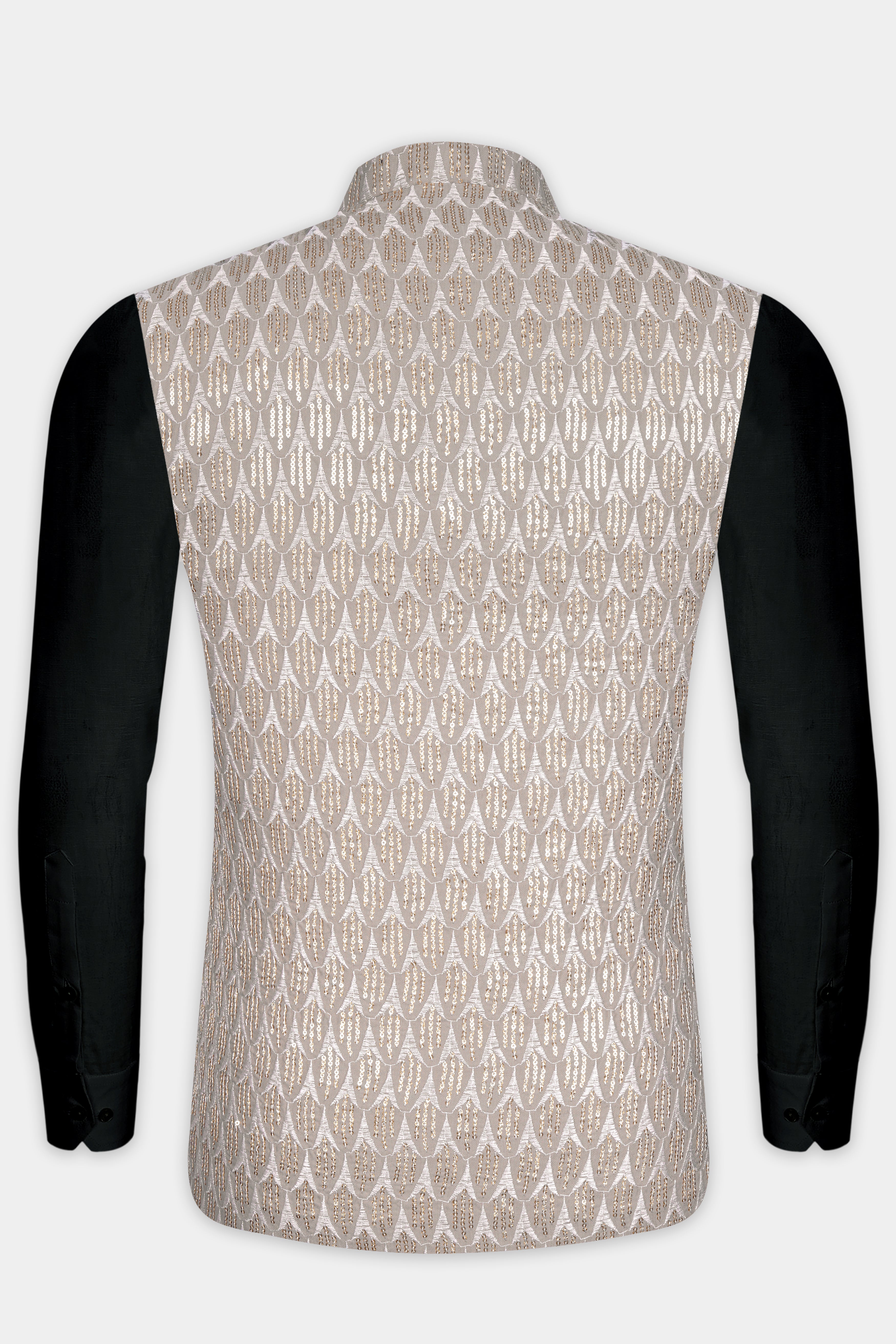 Nobel Brown Embroidered with Tikki Work Viscose Designer Nehru Jacket