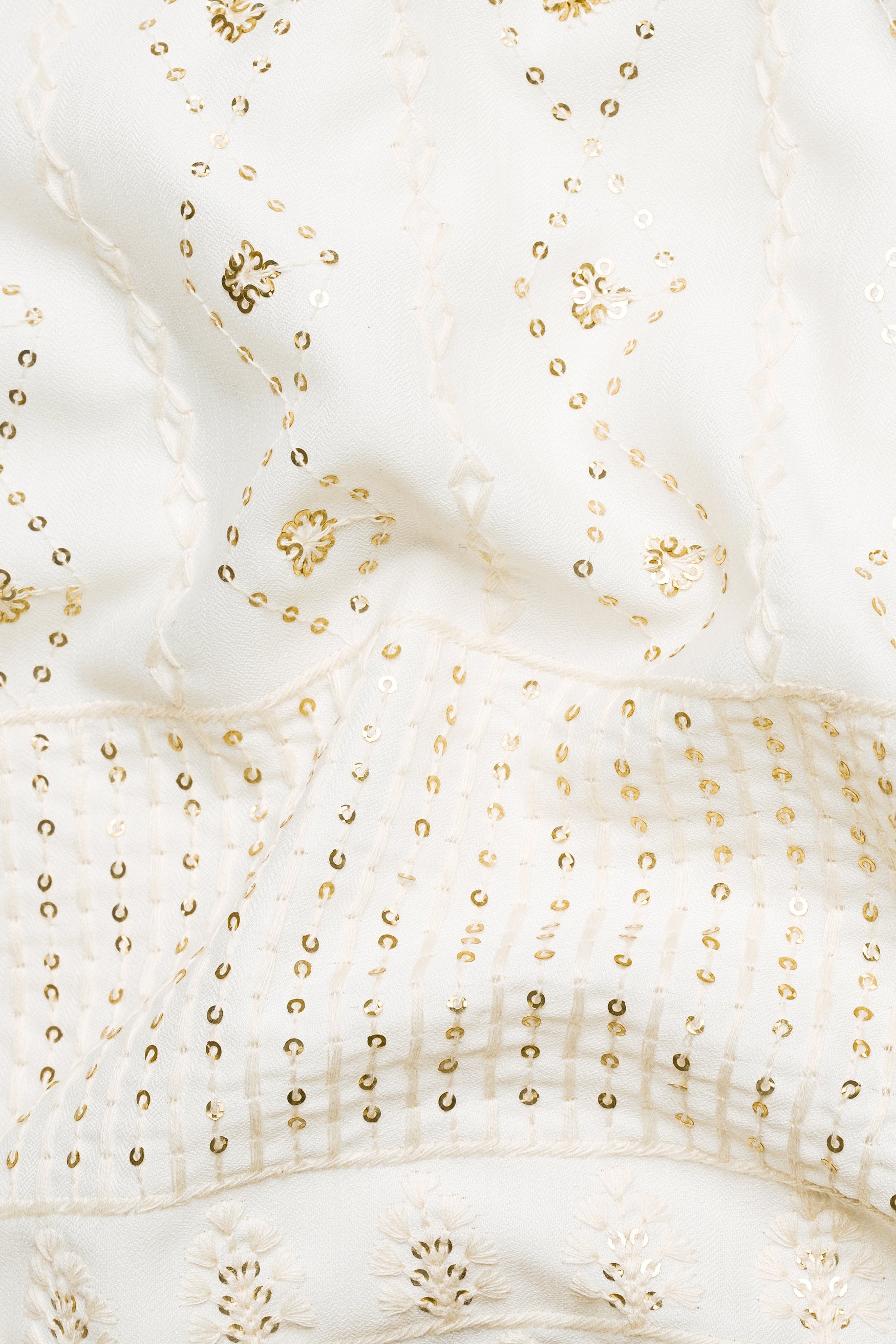 Ecru Cream Viscose Floral Embroidered with Tikki Work Designer Nehru Jacket