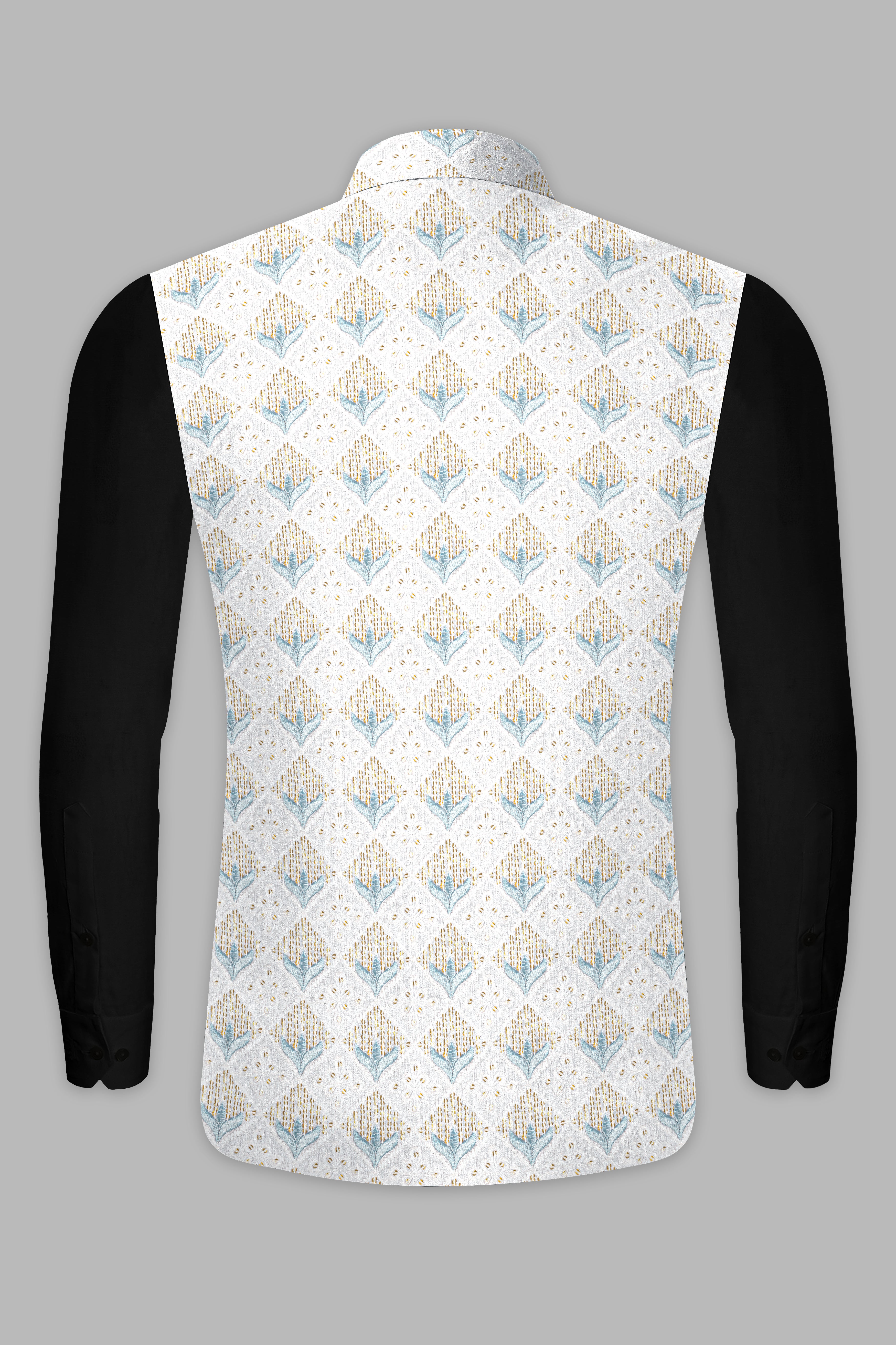 Sand Cream Geometric Sequin and Thread Embroidered Nerhru Jacket WC3541-36,  WC3541-38,  WC3541-40,  WC3541-42,  WC3541-44,  WC3541-46,  WC3541-48,  WC3541-50,  WC3541-52,  WC3541-54,  WC3541-56,  WC3541-58,  WC3541-60