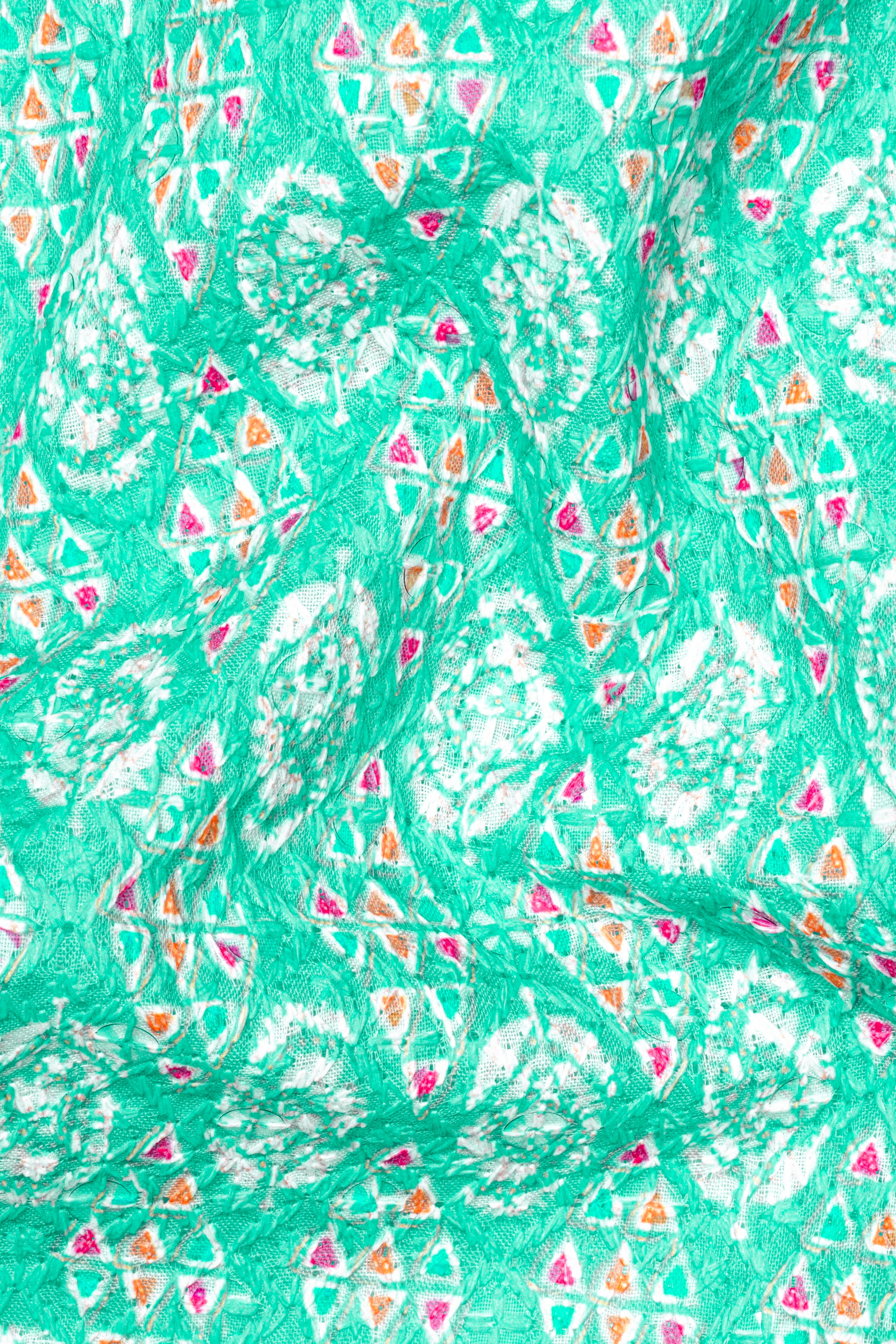 Caribbean Blue And Brilliant Rose Pink Designer Thread Embroidered Nehru Jacket