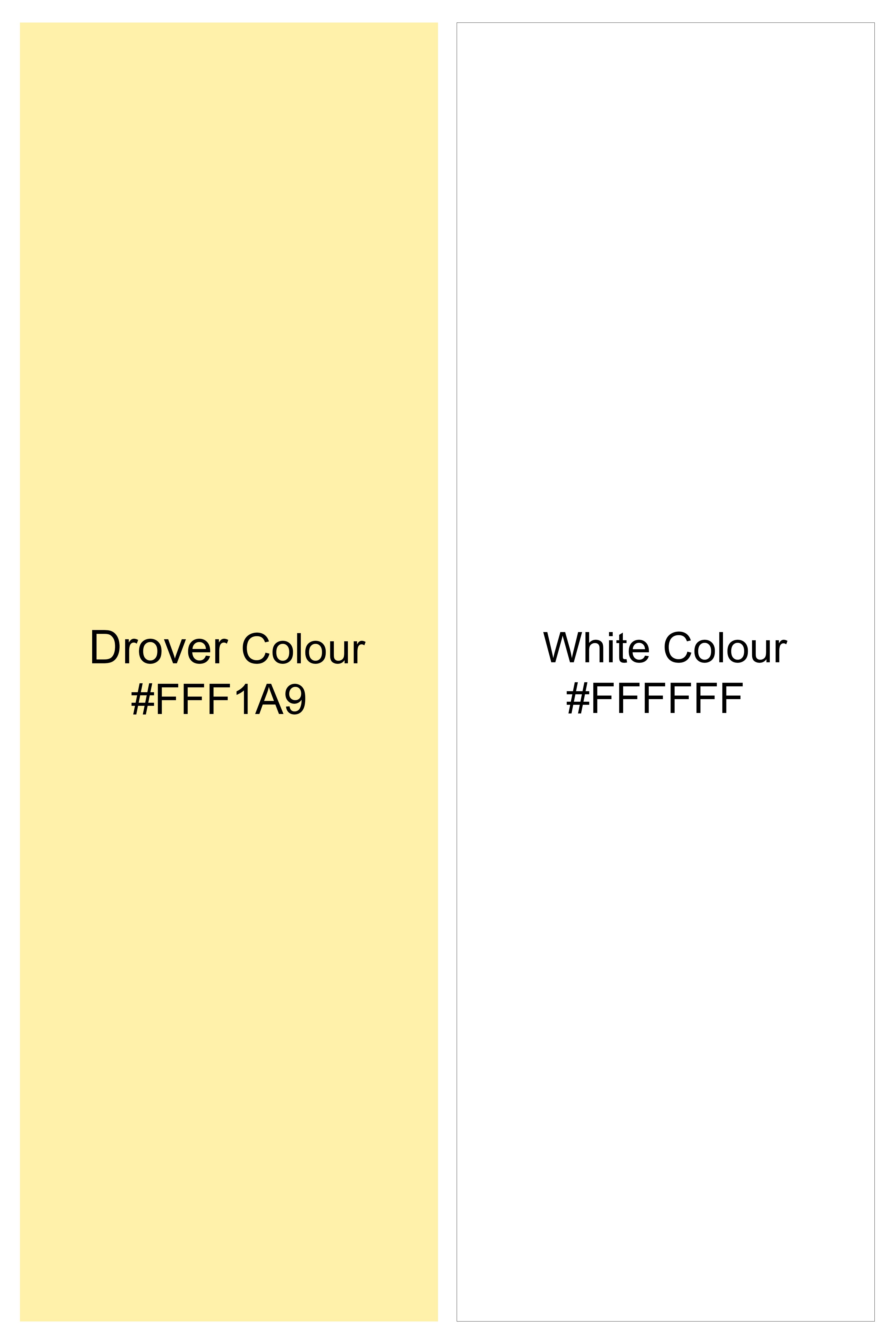 Drover Yellow And Bright White Striped Designer Thread Embroidered Nehru Jacket