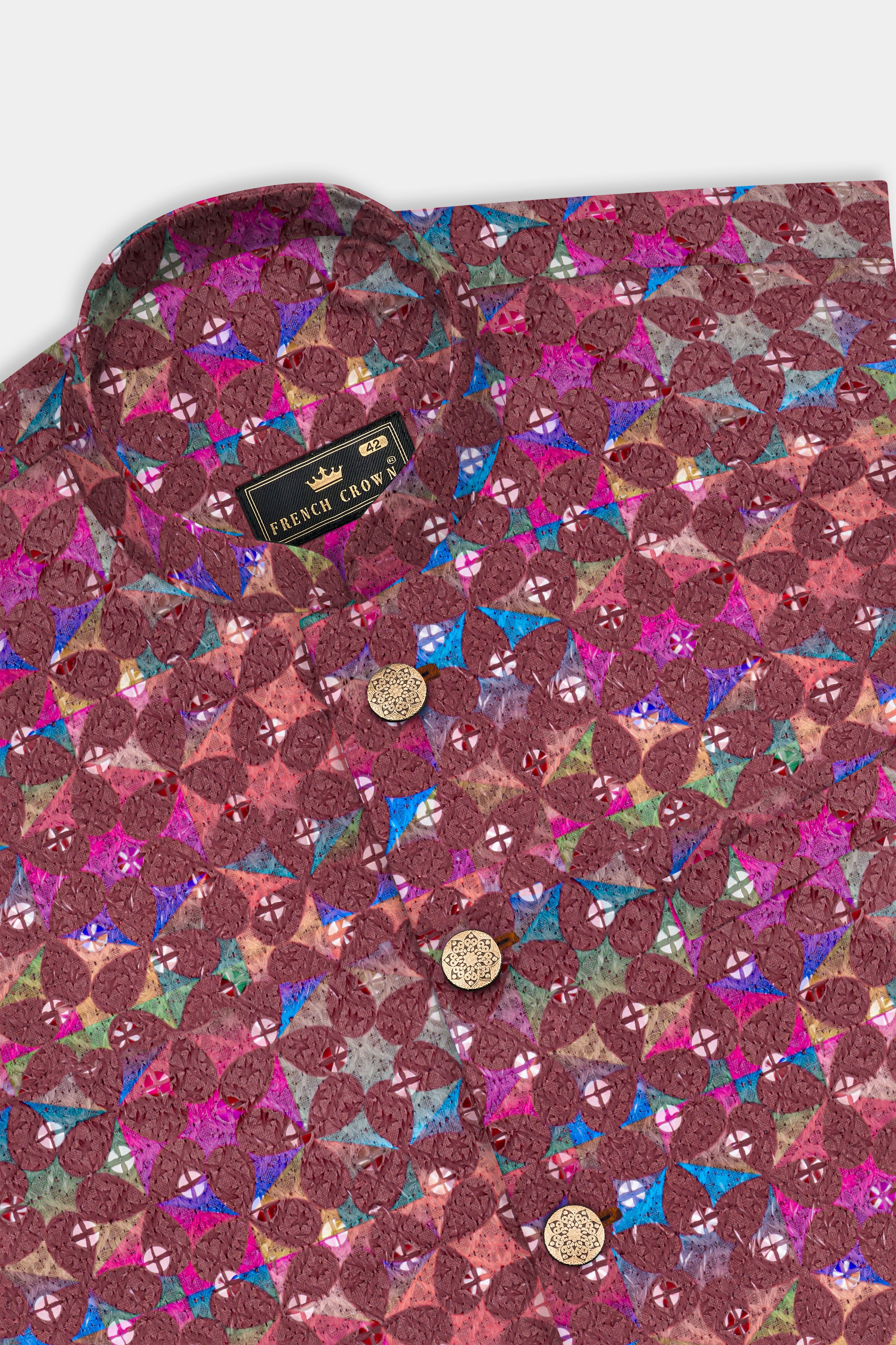 Cordovan Brown And Trendy Purple Multicolour Embroidered Nehru Jacket