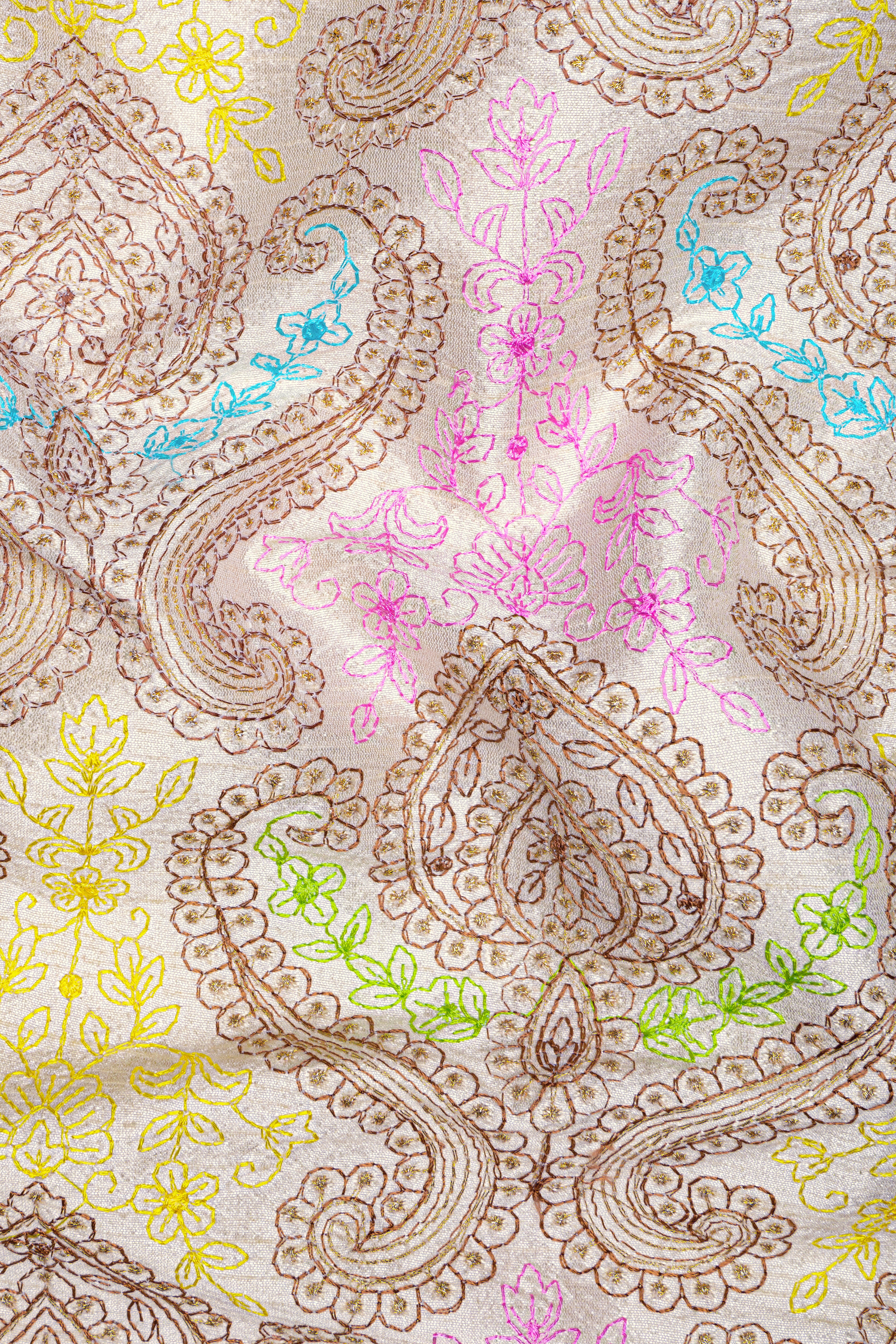 Neon Fuchsia Pink And Starship Yellow MultiColour Embroidered Nehru Jacket