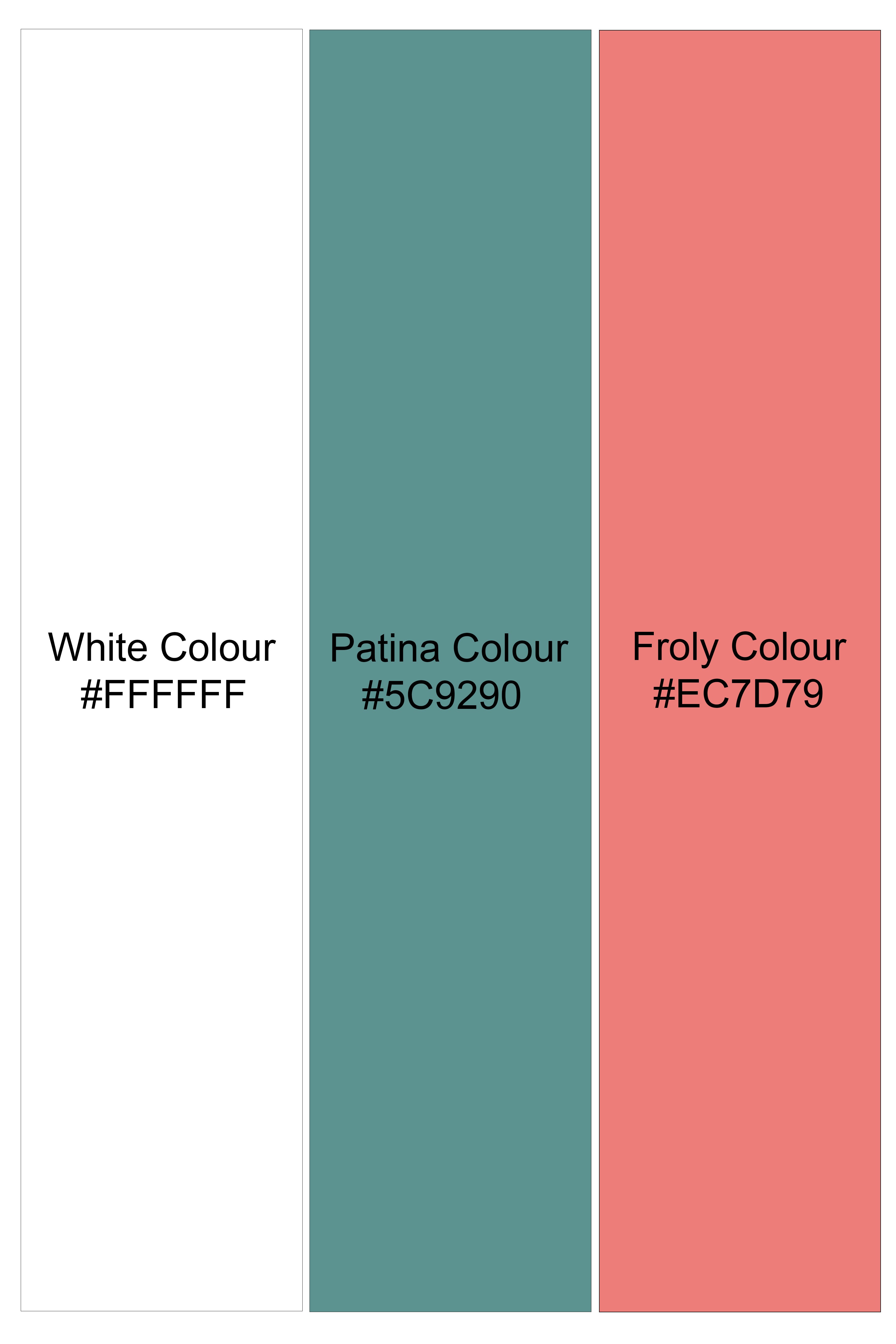 Bright White And Patina Green MultiColour Designer Embroidered Nehru Jacket