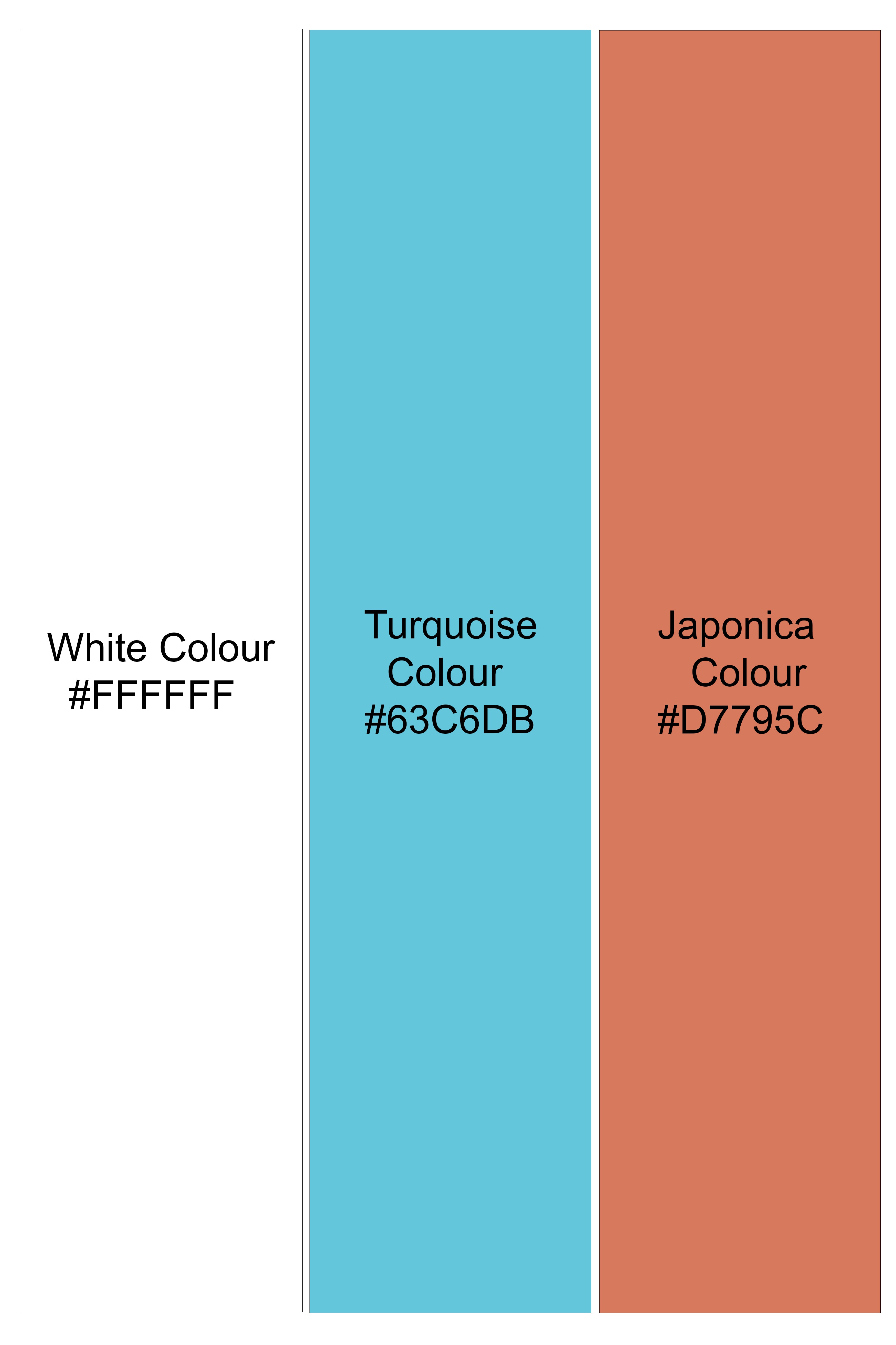 Bright White And Turquoise Blue Designer Embroidered Nehru Jacket