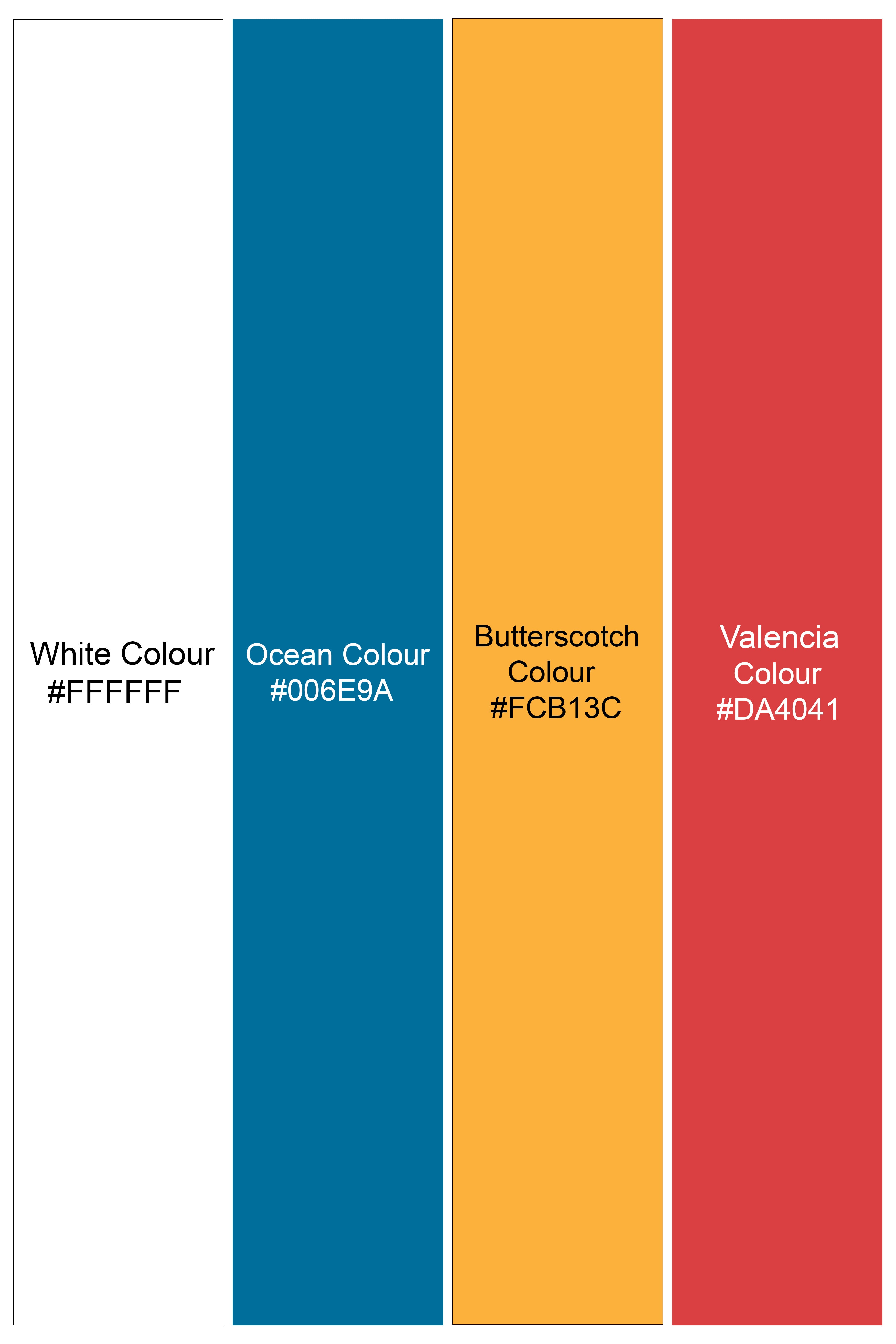 Bright White And Ocean Blue leaf Designer Thread Embroidered Nehru Jacket