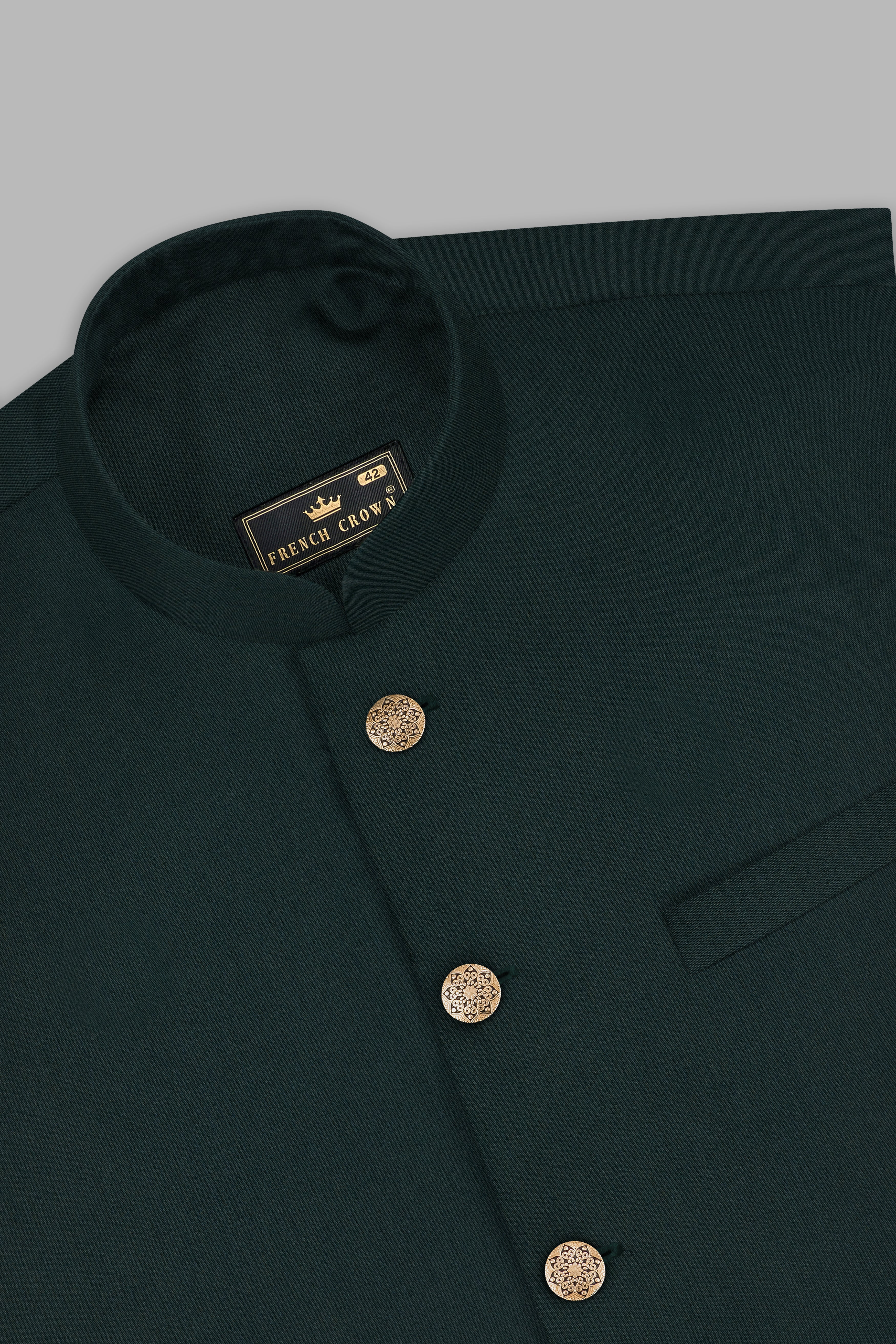 Timber Green Wool Rich Nehru Jacket
