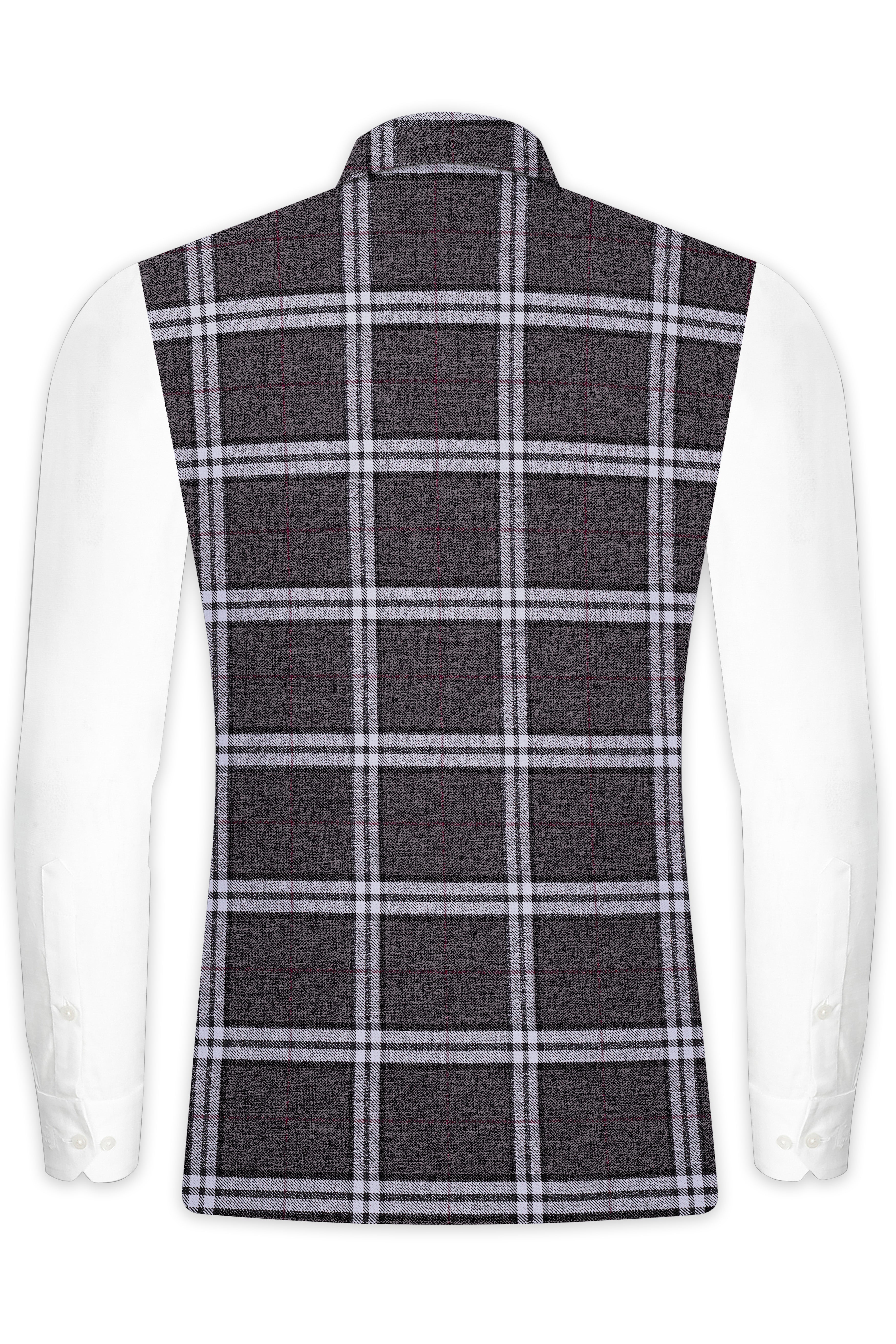 Granite Gray Plaid Wool Rich Nehru Jacket