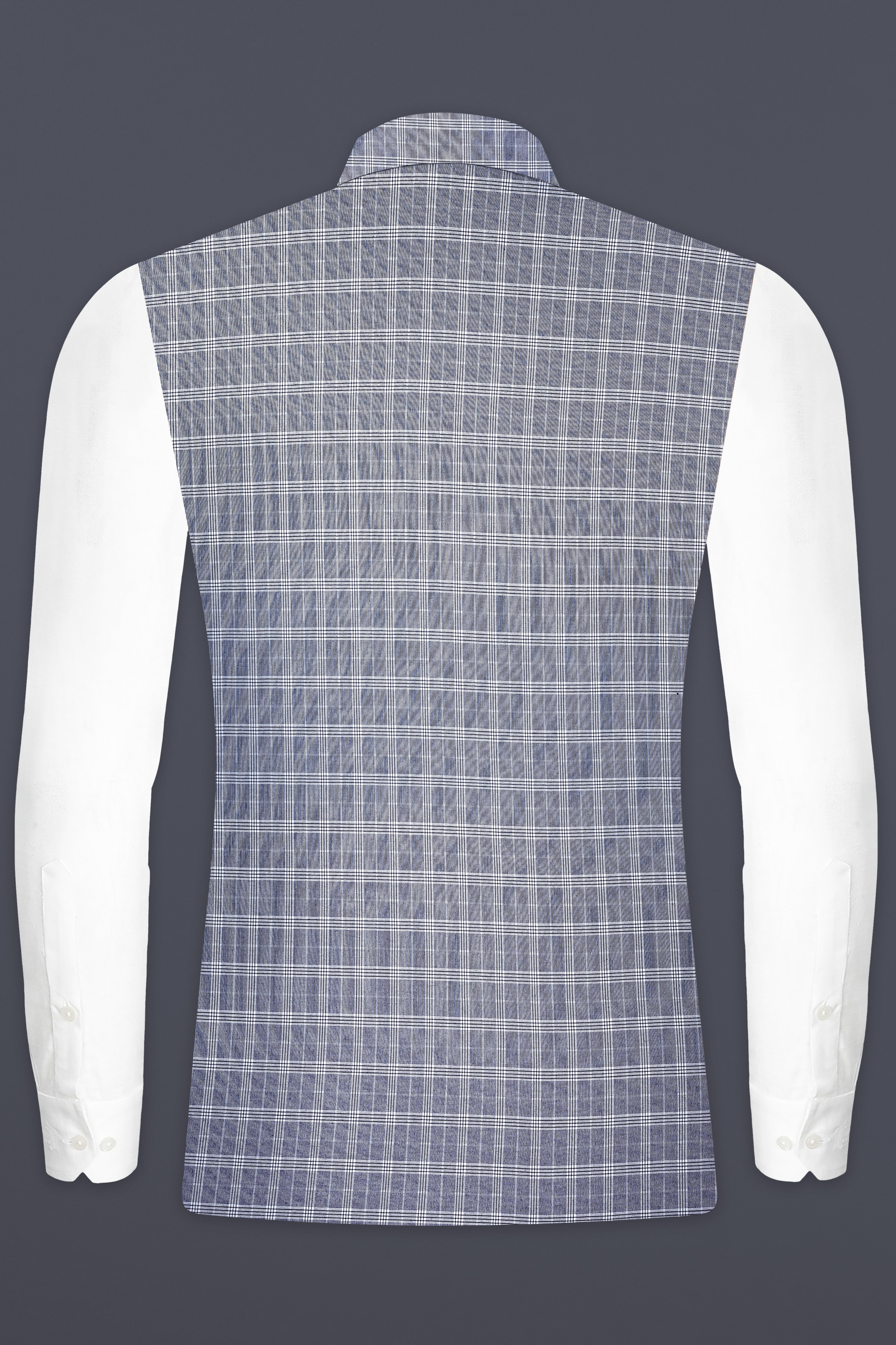 Mountain Mist Blue Plaid Wool Rich Nehru Jacket