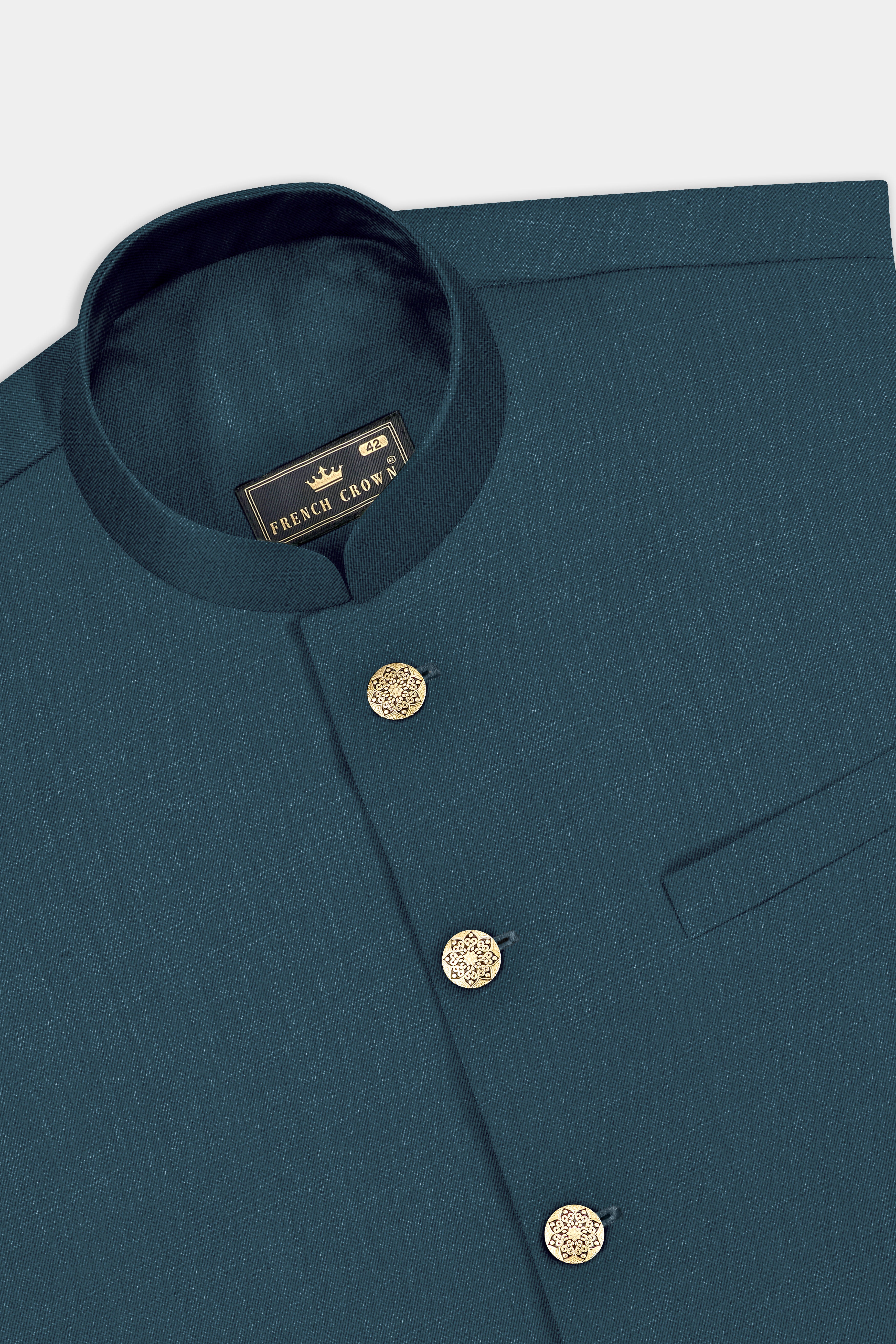 Prestige-Dianne Green Solid Wool Rich Slight Stretch Nehru Jacket