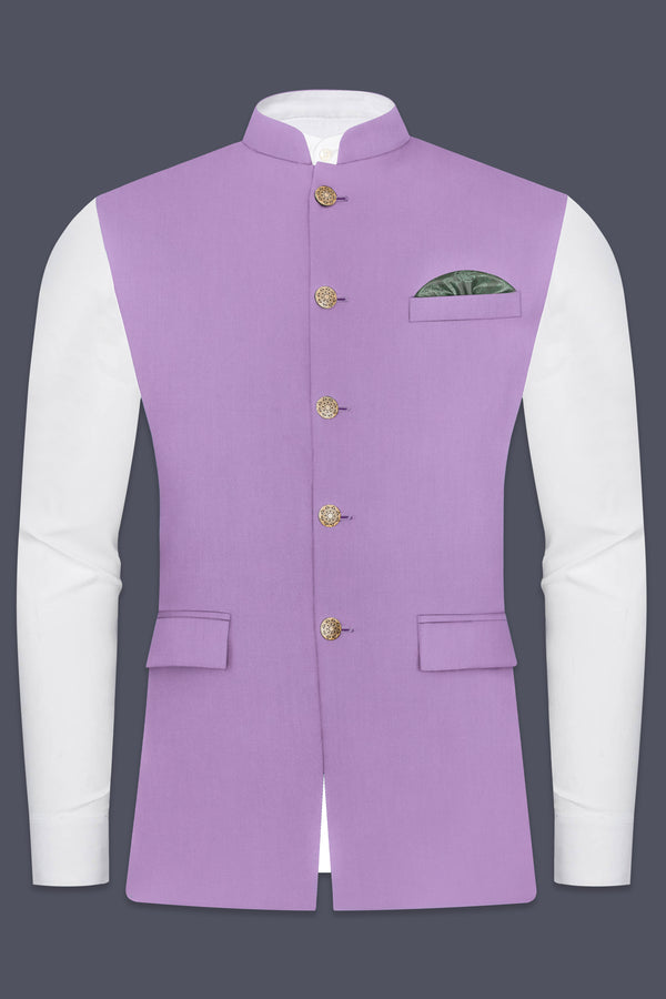 Roylen-Mountbatten Purple Wool Rich Bandhgala Stretchable Nehru Jacket