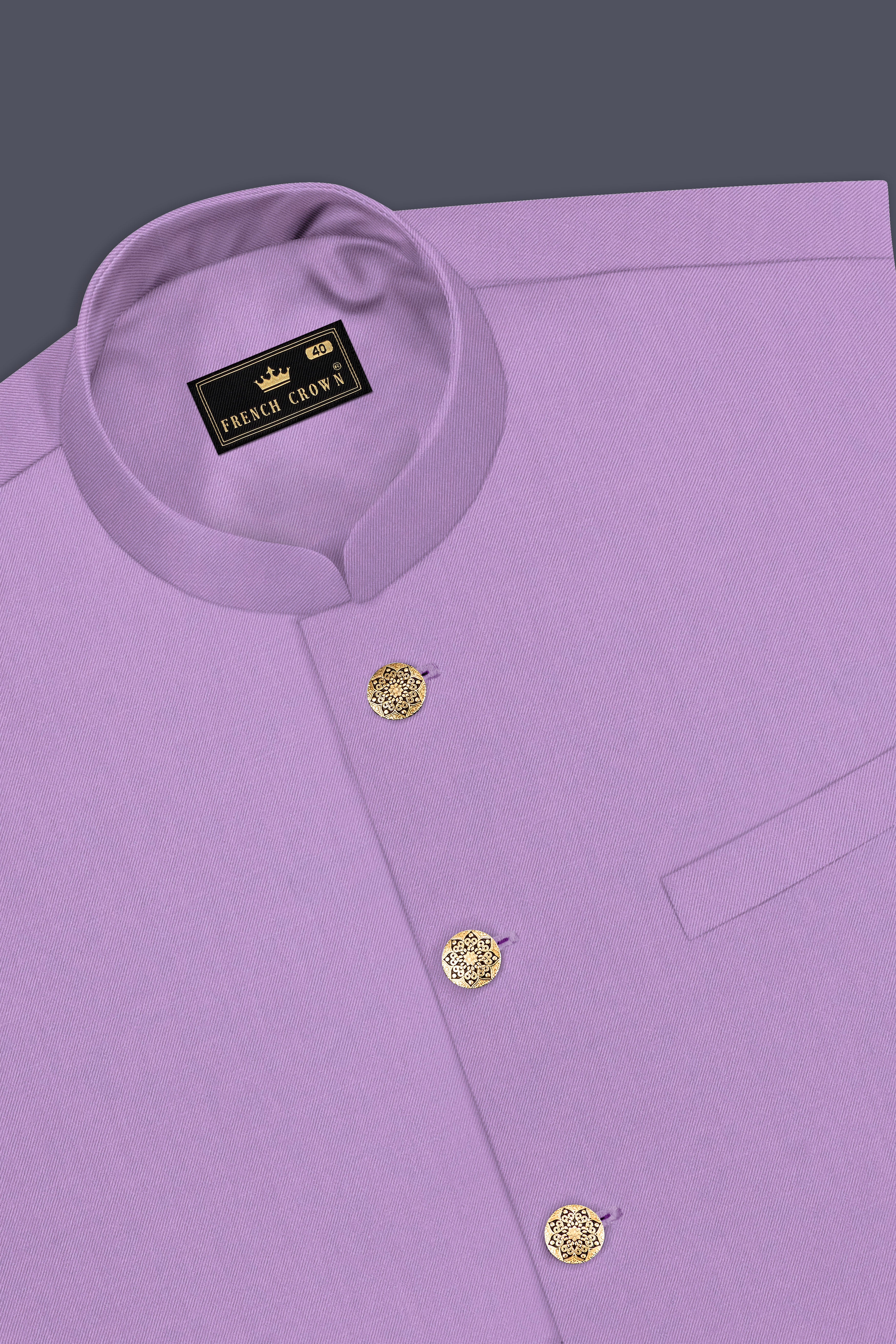 Roylen-Mountbatten Purple Wool Rich Bandhgala Stretchable Nehru Jacket