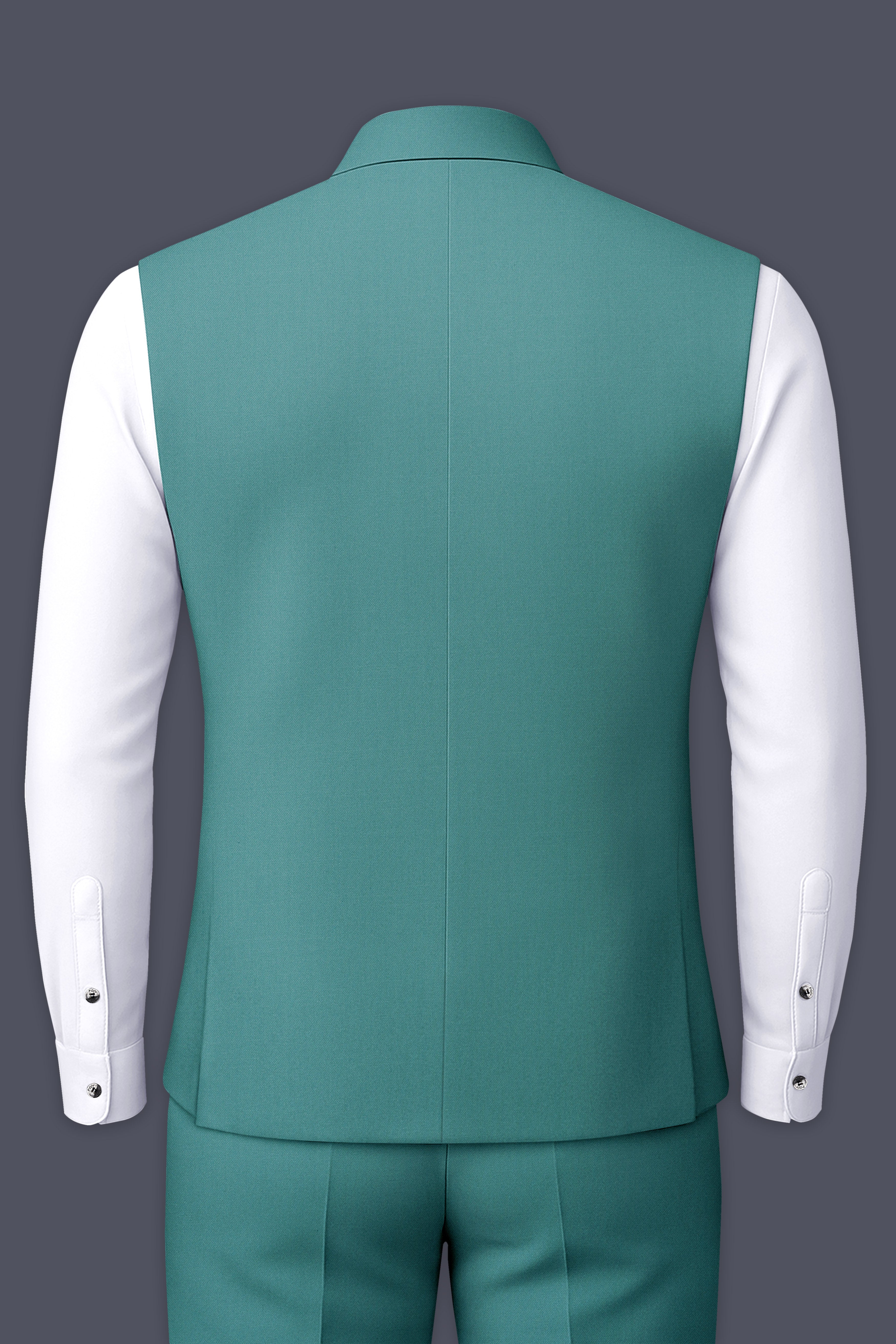 Travirid-Gothic Green Wool Rich Wool Rich Stretchable Nehru Jacket