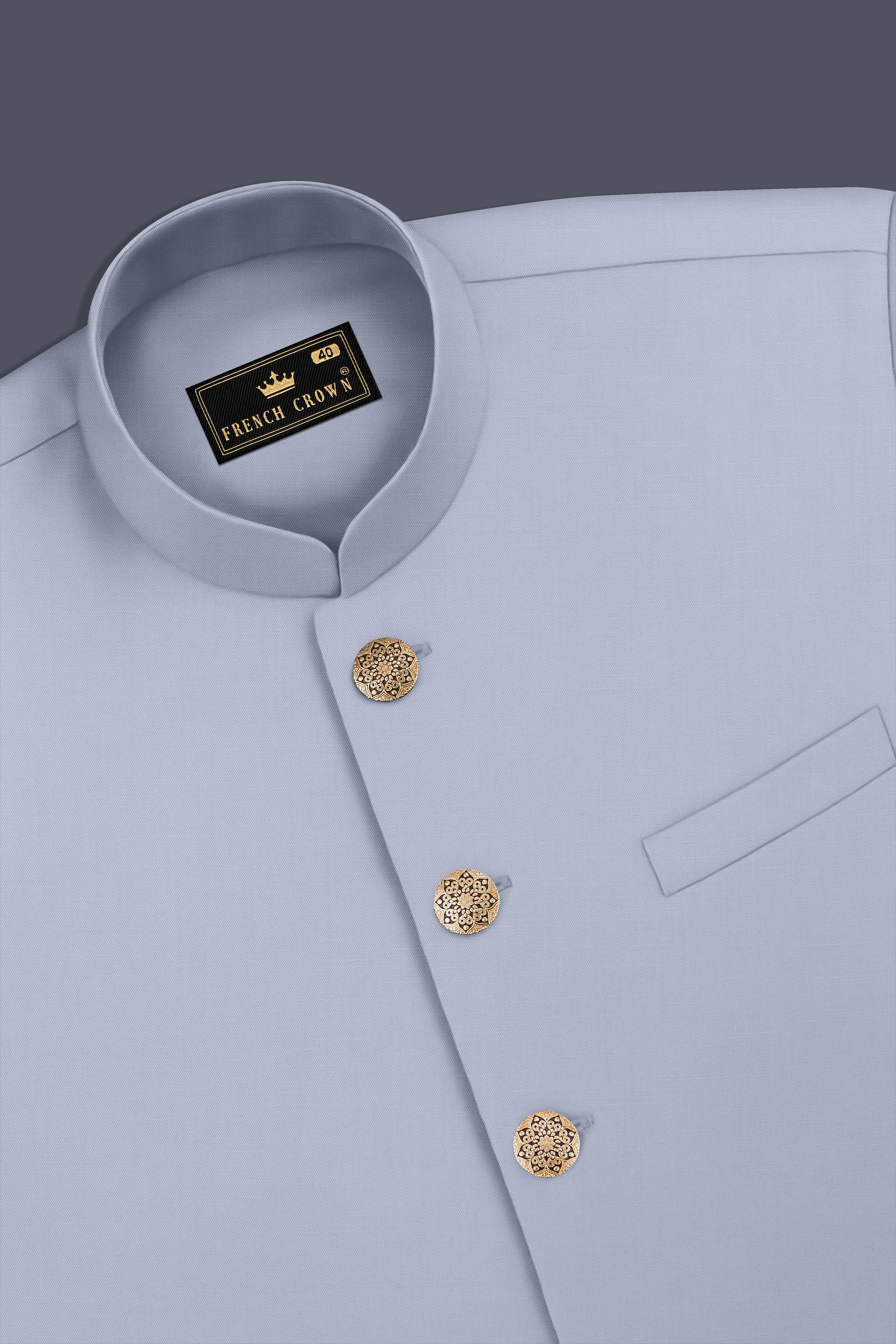 Silgrove-Loblolly Gray Wool Rich Wool Rich Stretchable Nehru Jacket