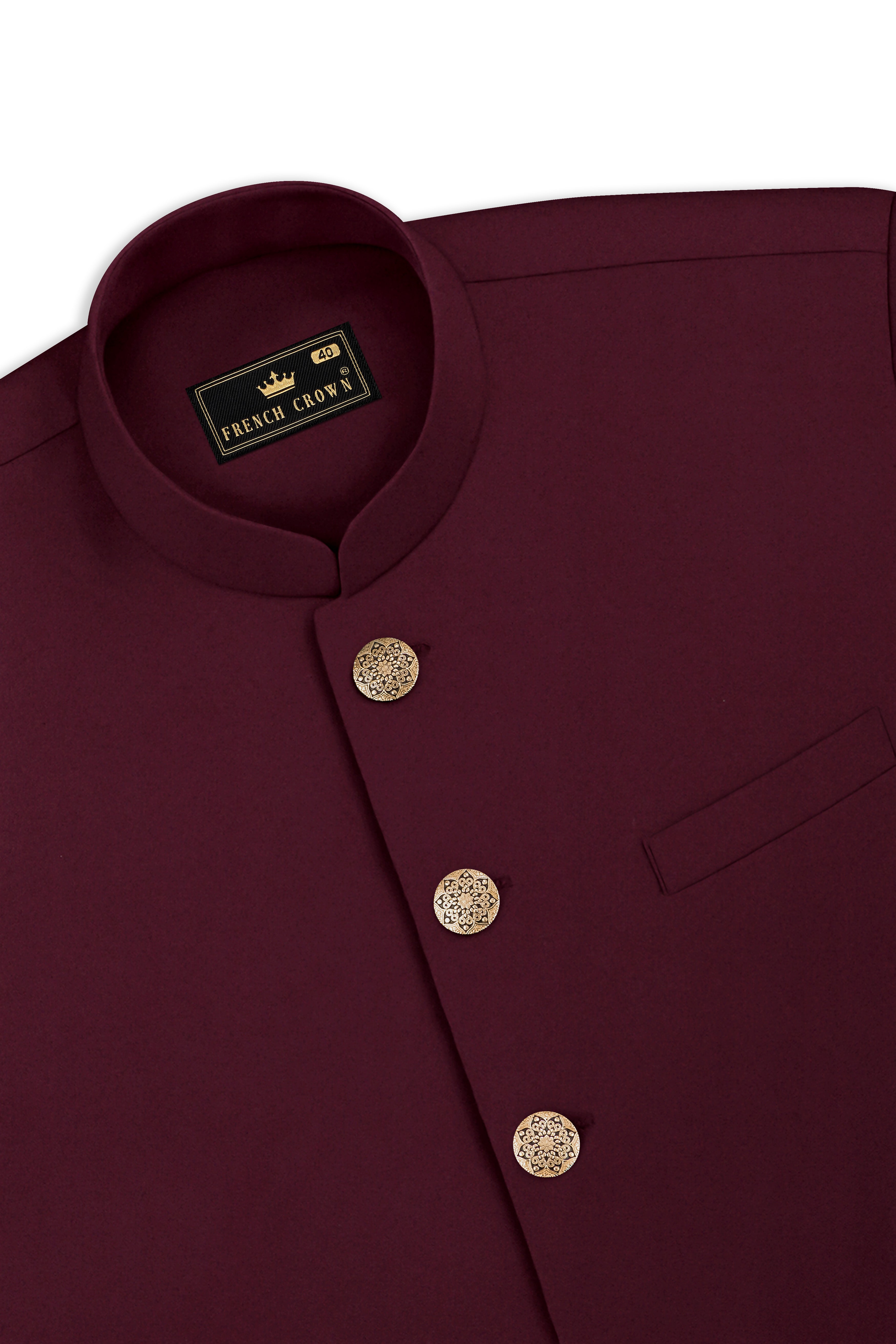 Flexmaro-Korean Crater Maroon 4-Way Stretch Wool Rich Nehru Jacket