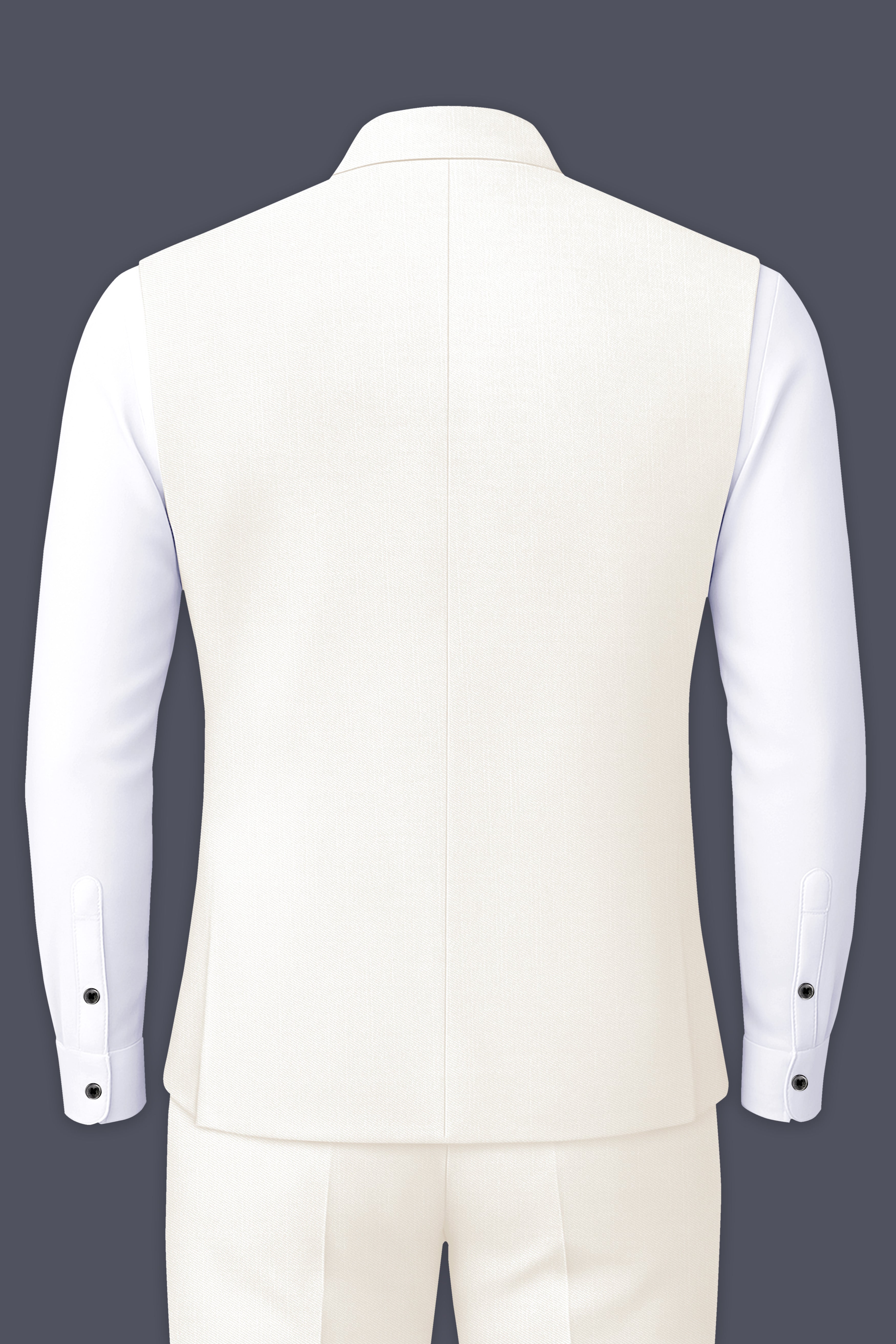 Ivory-Cararra Cream Wool Rich Slight Stretch Nehru Jacket
