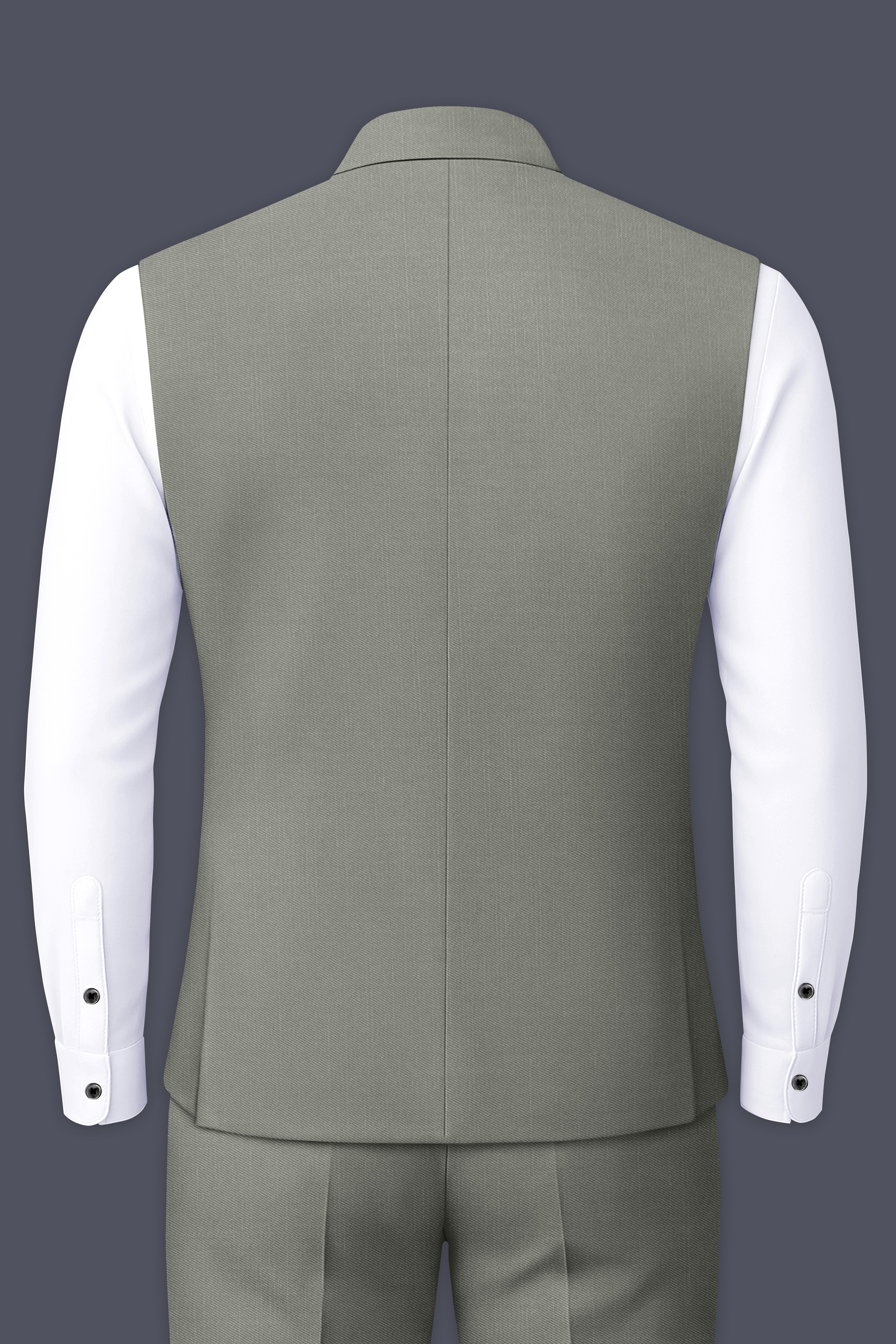 Verdure-Sage Green Wool Rich Slight Stretch Nehru Jacket