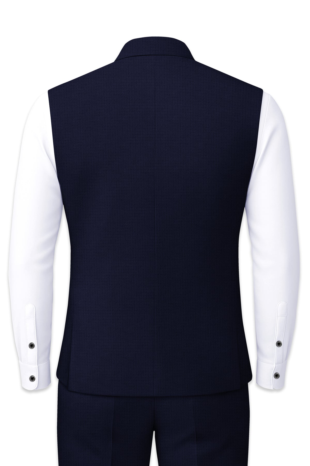 Sapphire-Haiti Blue Diamond Textured Wool Rich Slight Stretch Nehru Jackets