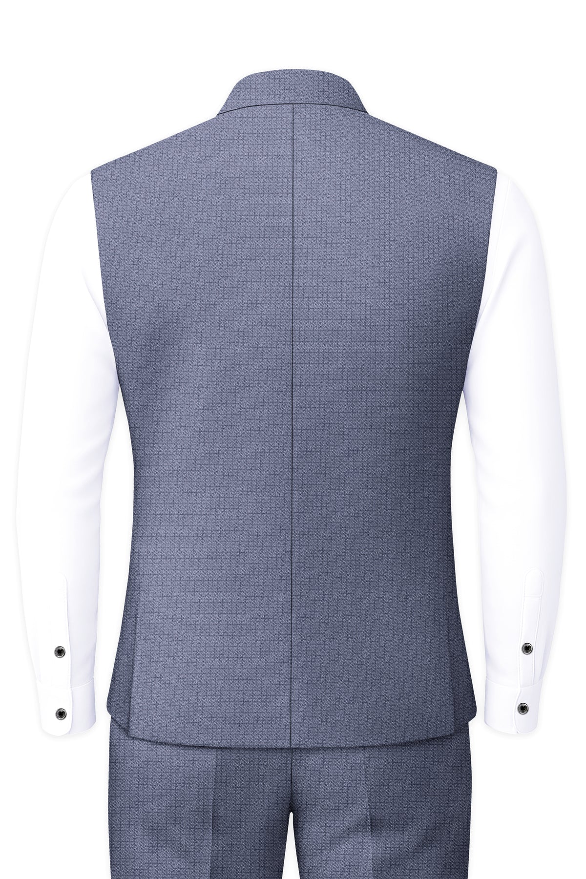 Graphite-Shuttle Gray Diamond Textured Wool Rich Slight Stretch Nehru Jackets