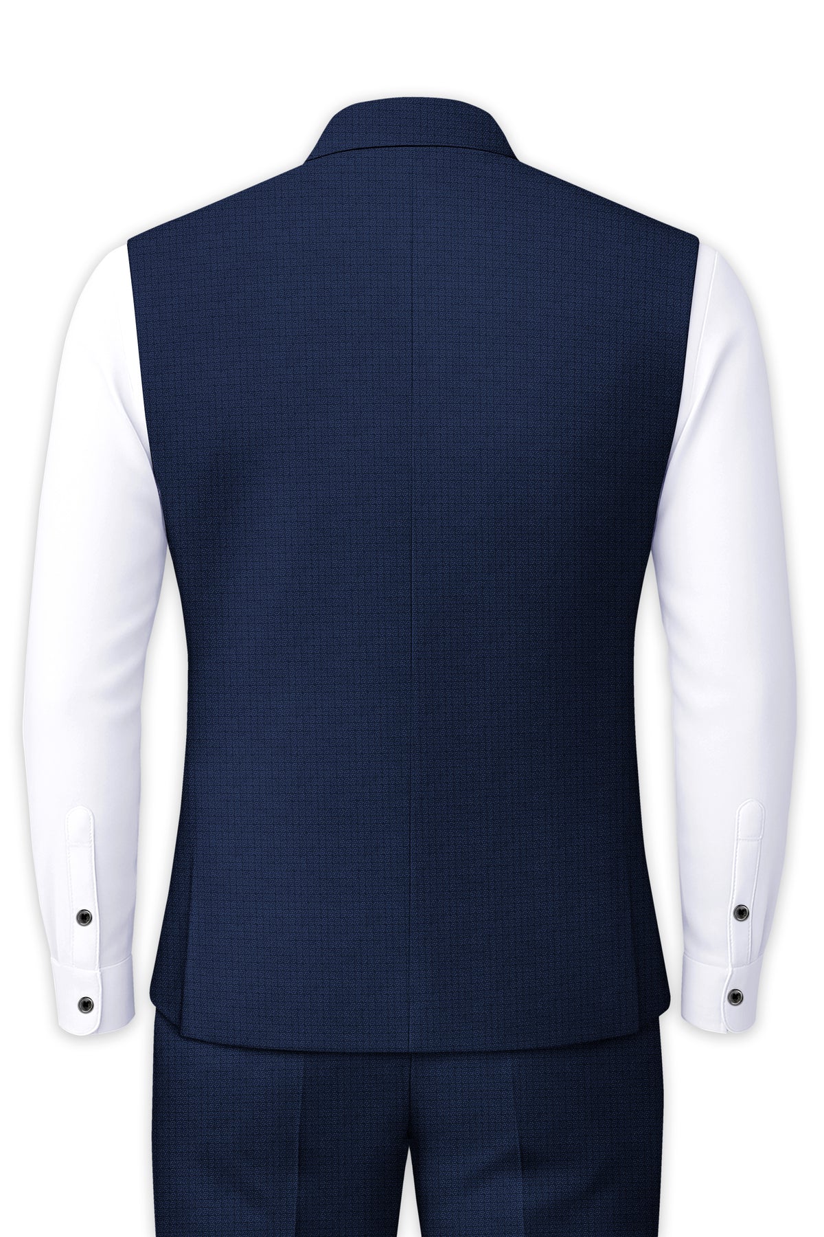 Regent-Ebony Blue Diamond Textured Wool Rich Slight Stretch Nehru Jackets