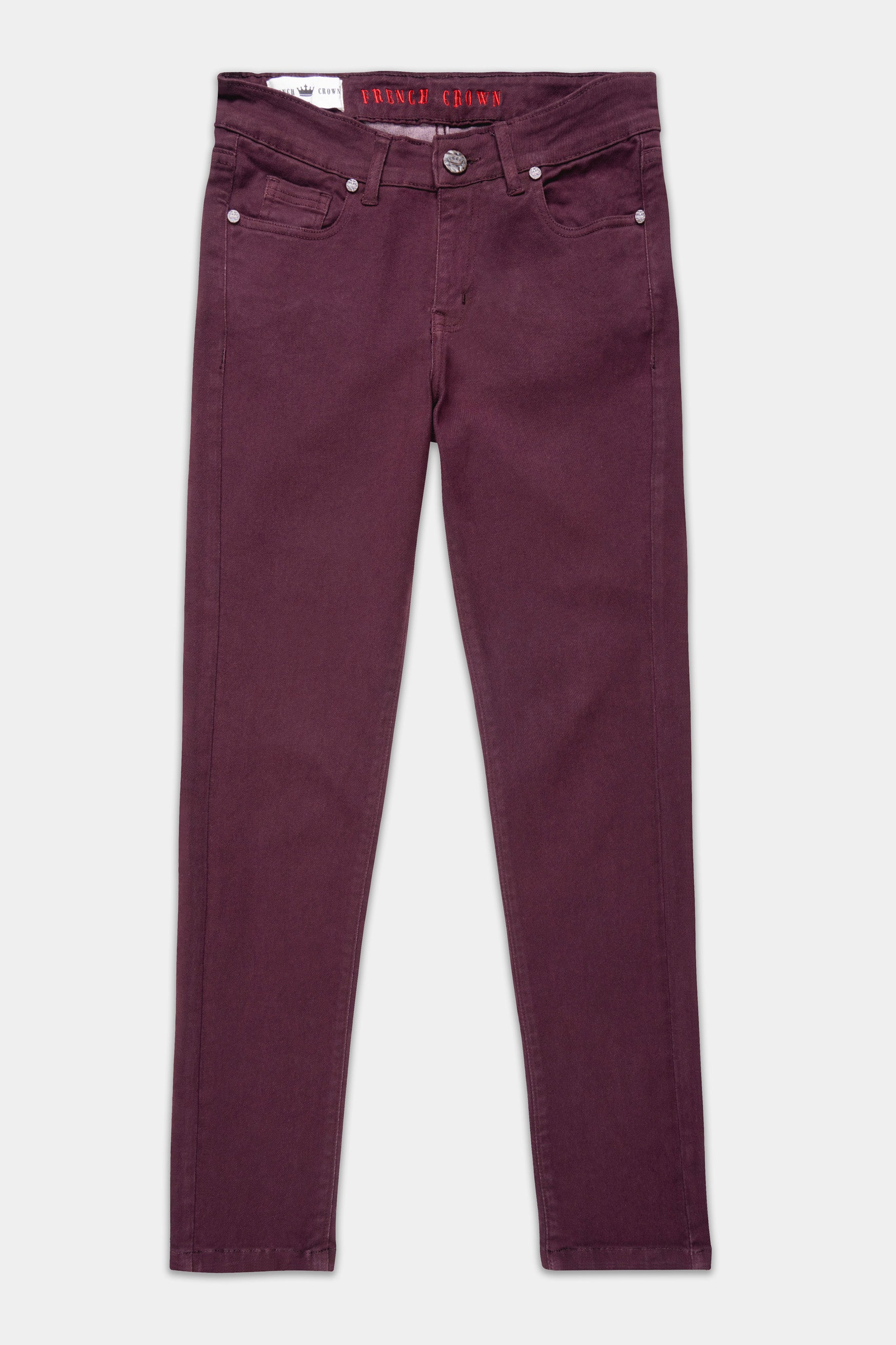 Women's Skinny Fit Wine Berry Rinse Wash Clean Look Ankle Length Stretchable Denim