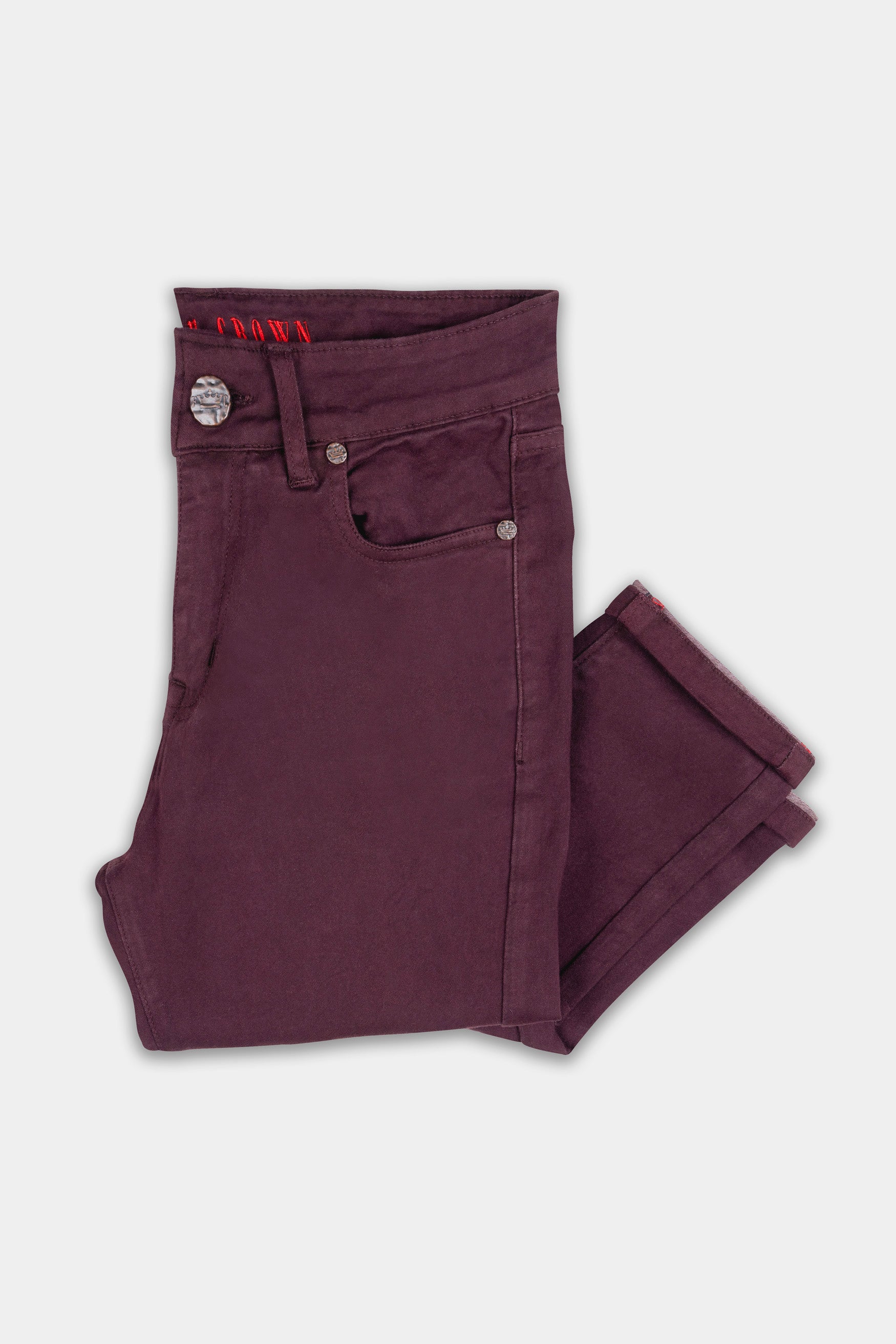 Women's Skinny Fit Wine Berry Rinse Wash Clean Look Ankle Length Stretchable Denim