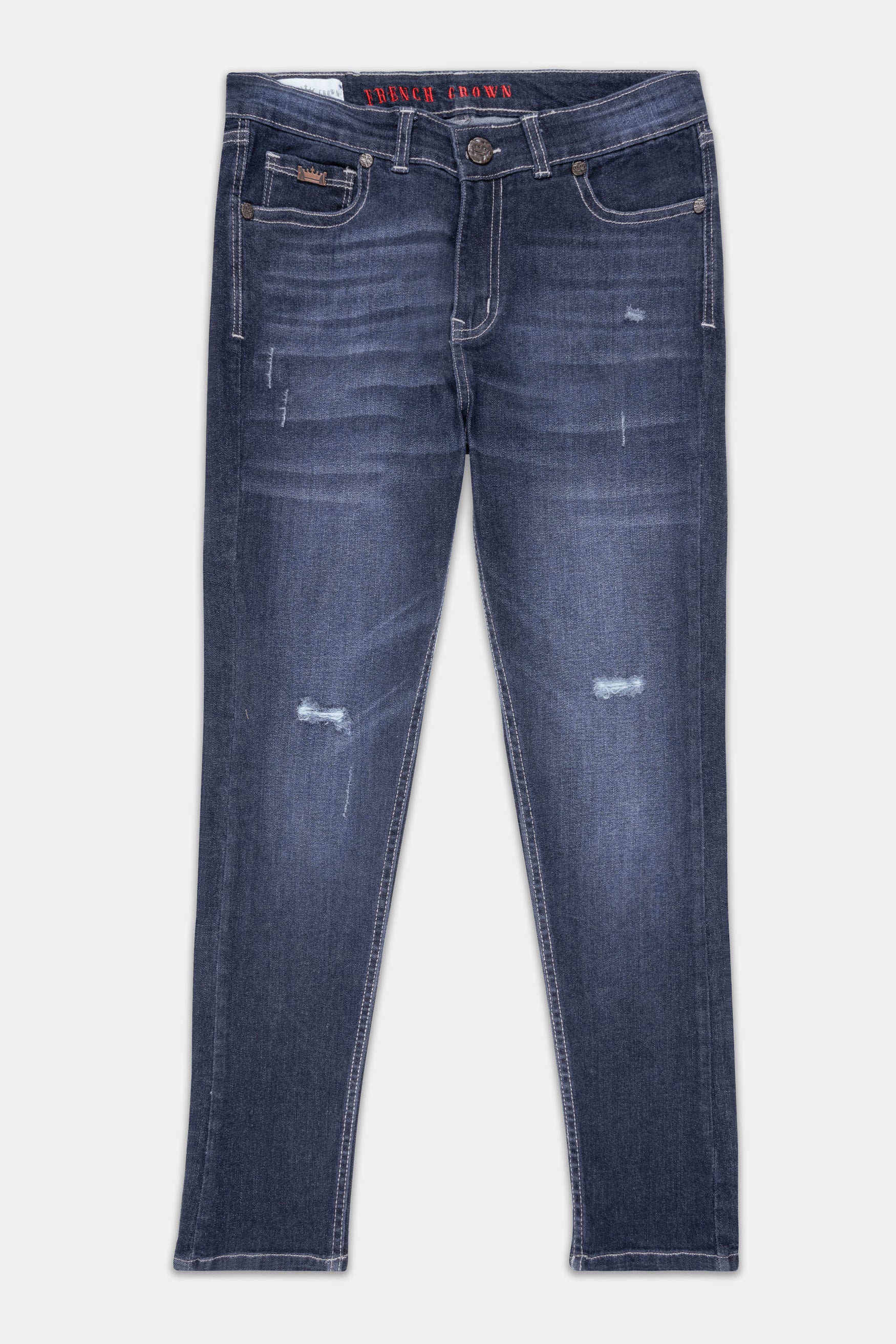 Women's Skinny Fit Mirage Blue Whiskering Wash Mildly Distressed Stretchable Denim