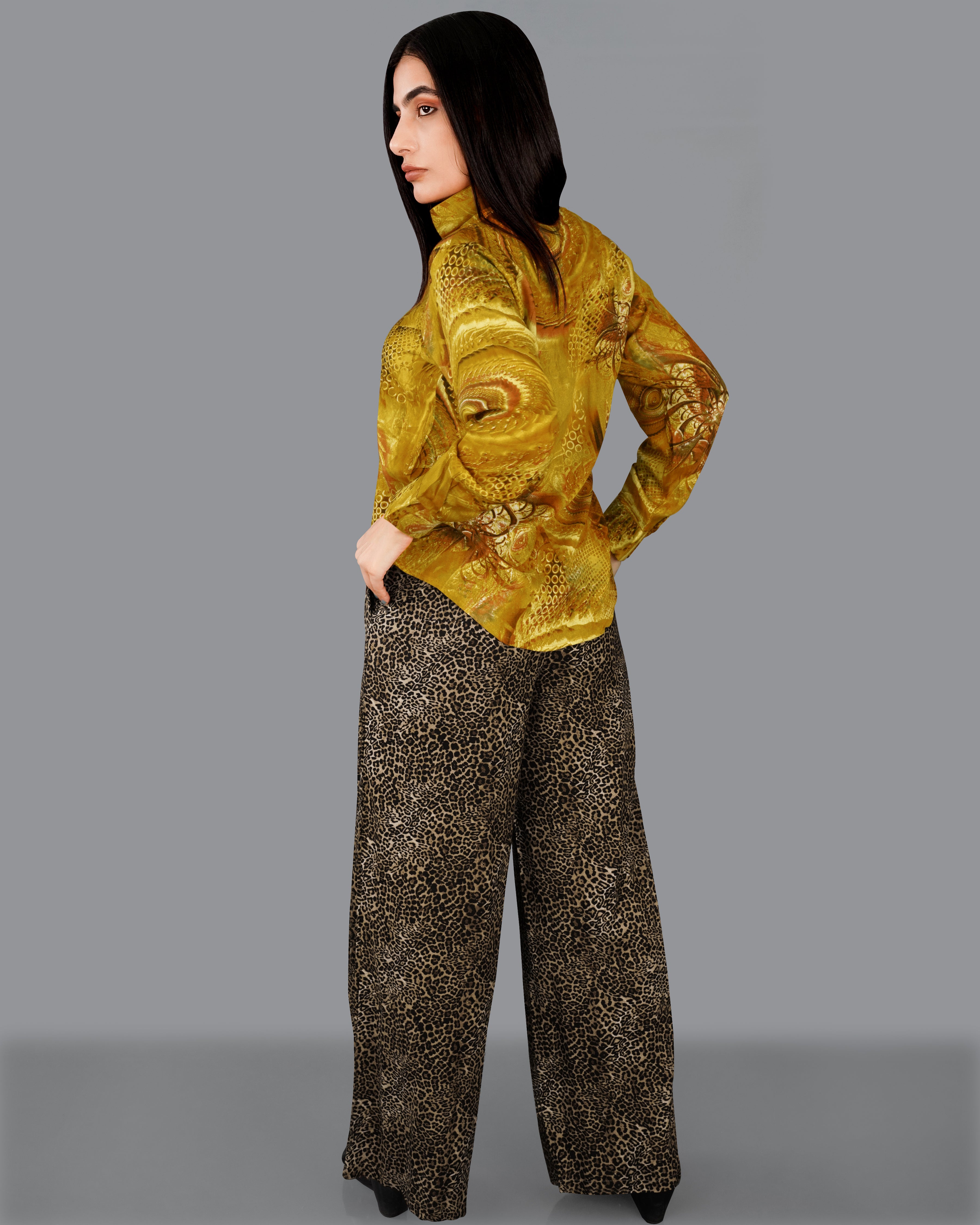 Sandrift and Woodrush Brown Zebra Printed Viscose Pants