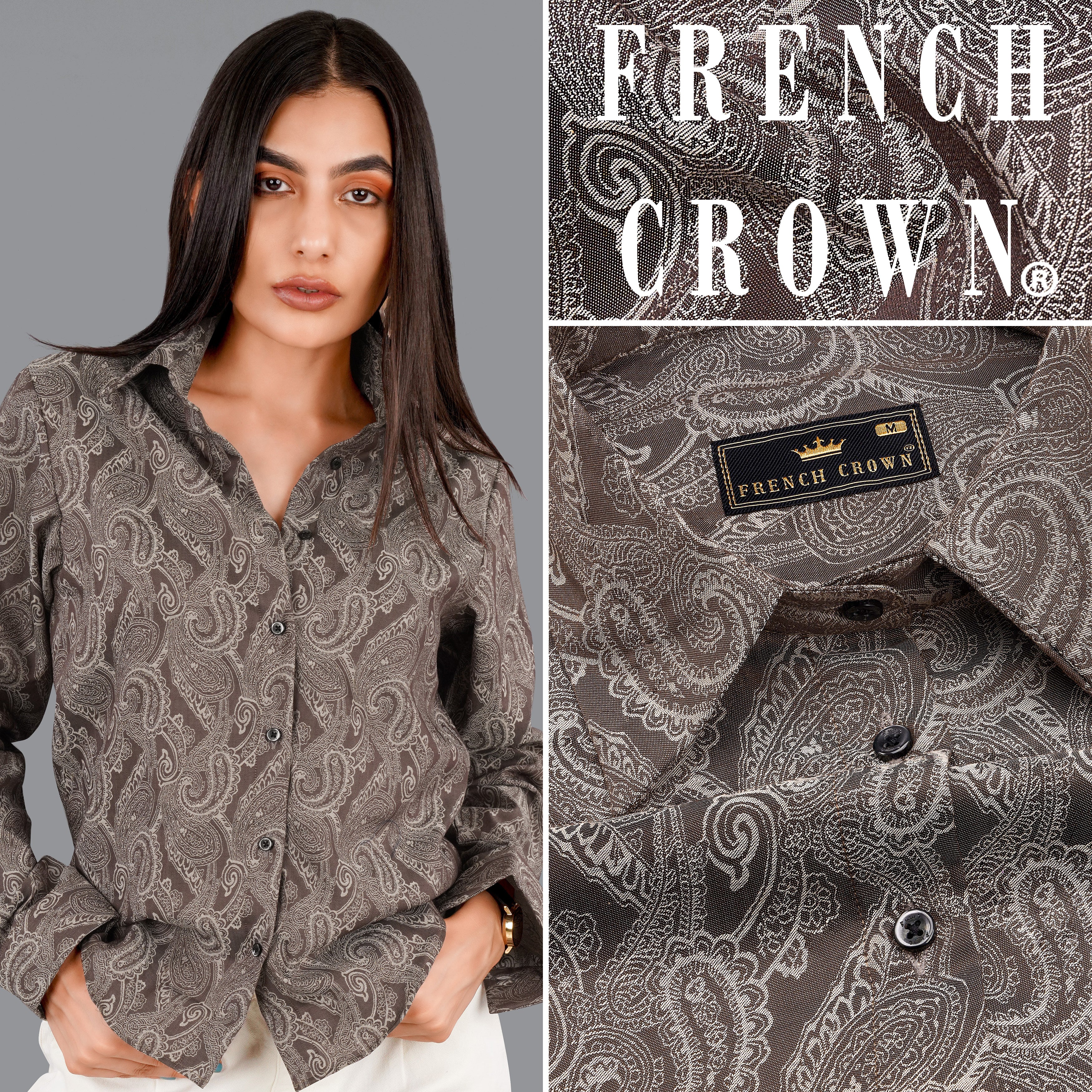 tightbooth PAISLEY L/S OPEN SHIRT 新品L Wenge Brown with Turkey Cream Paisley Formal/Casual Prints Premium
