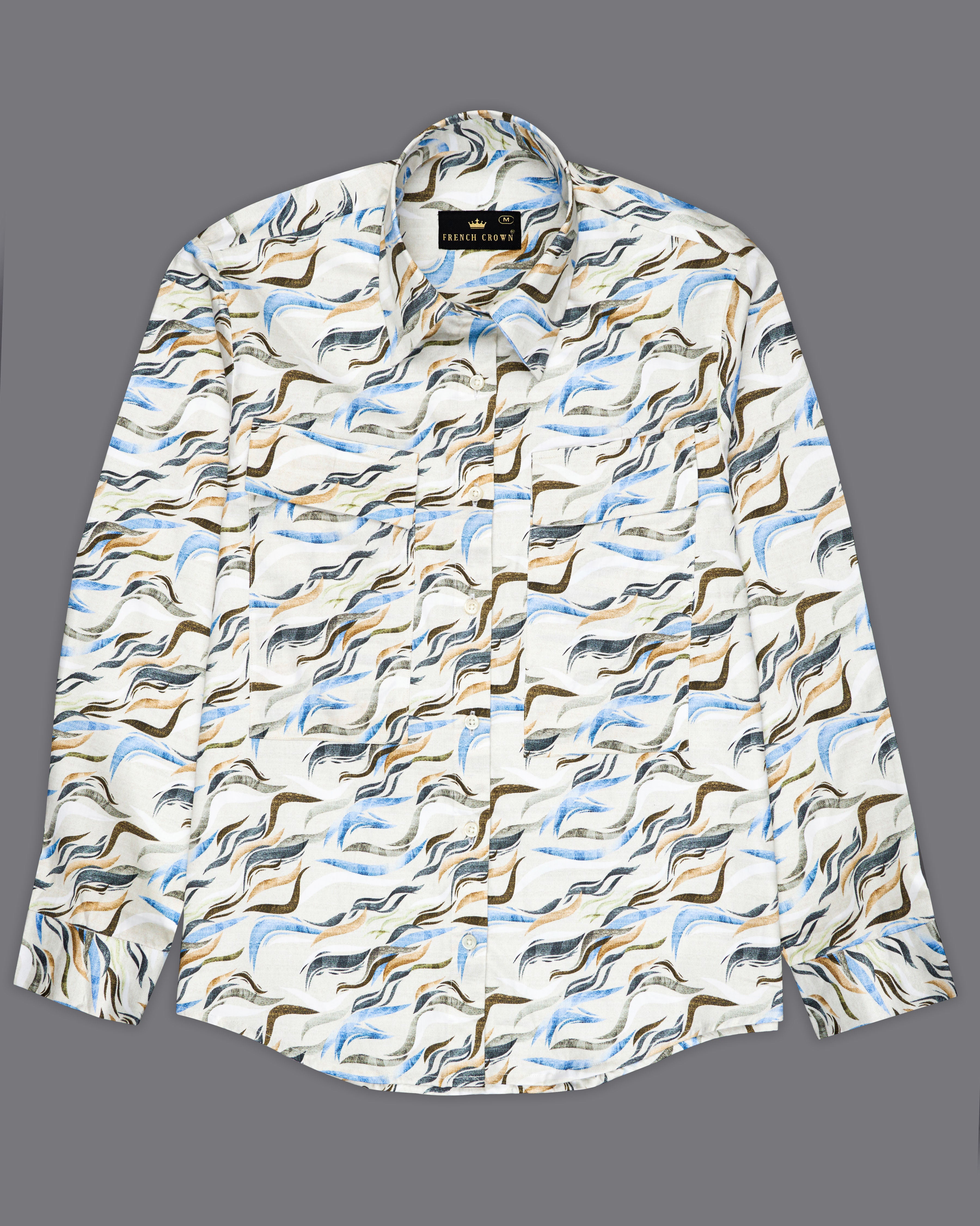 Platinum Cream With Multicolour Printed Super Soft Premium Cotton Women’s Shirt WS056-FP-32, WS056-FP-34, WS056-FP-36, WS056-FP-38, WS056-FP-40, WS056-FP-42