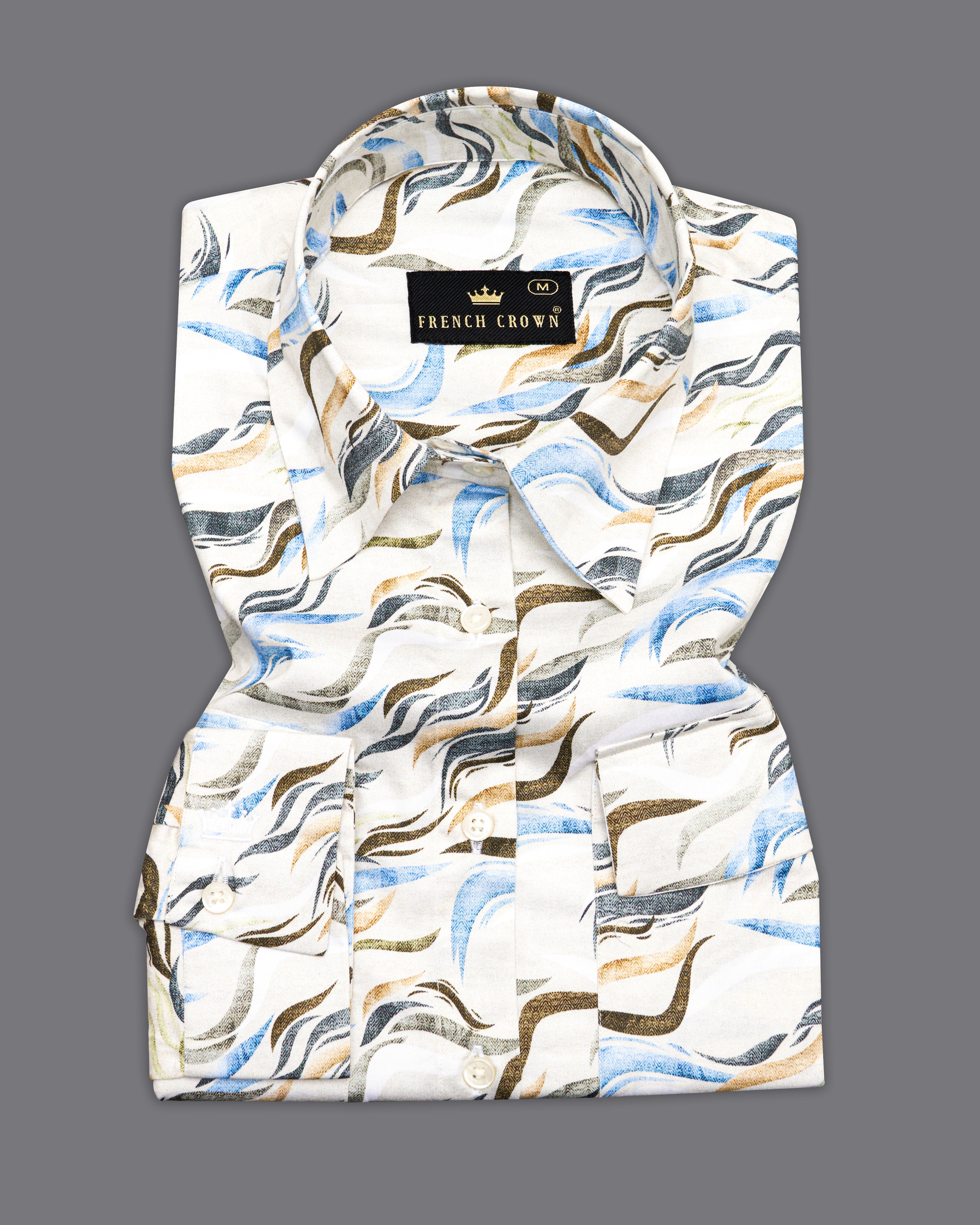 Platinum Cream With Multicolour Printed Super Soft Premium Cotton Women’s Shirt WS056-FP-32, WS056-FP-34, WS056-FP-36, WS056-FP-38, WS056-FP-40, WS056-FP-42