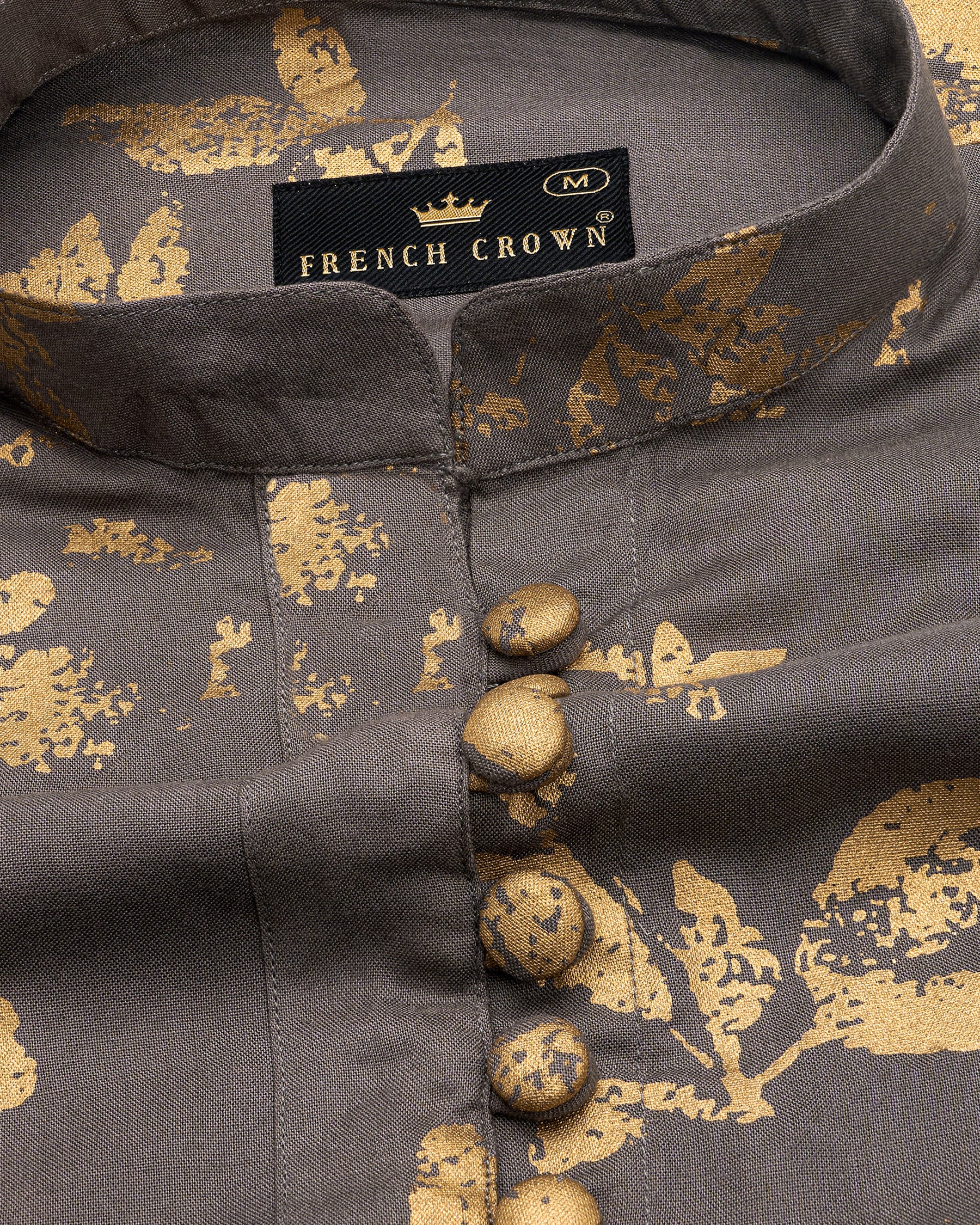 Vampire Brown With Leaves Foil Printed Premium Tencel Women’s Shirt WS061-M-FB-32, WS061-M-FB-34, WS061-M-FB-36, WS061-M-FB-38, WS061-M-FB-40, WS061-M-FB-42