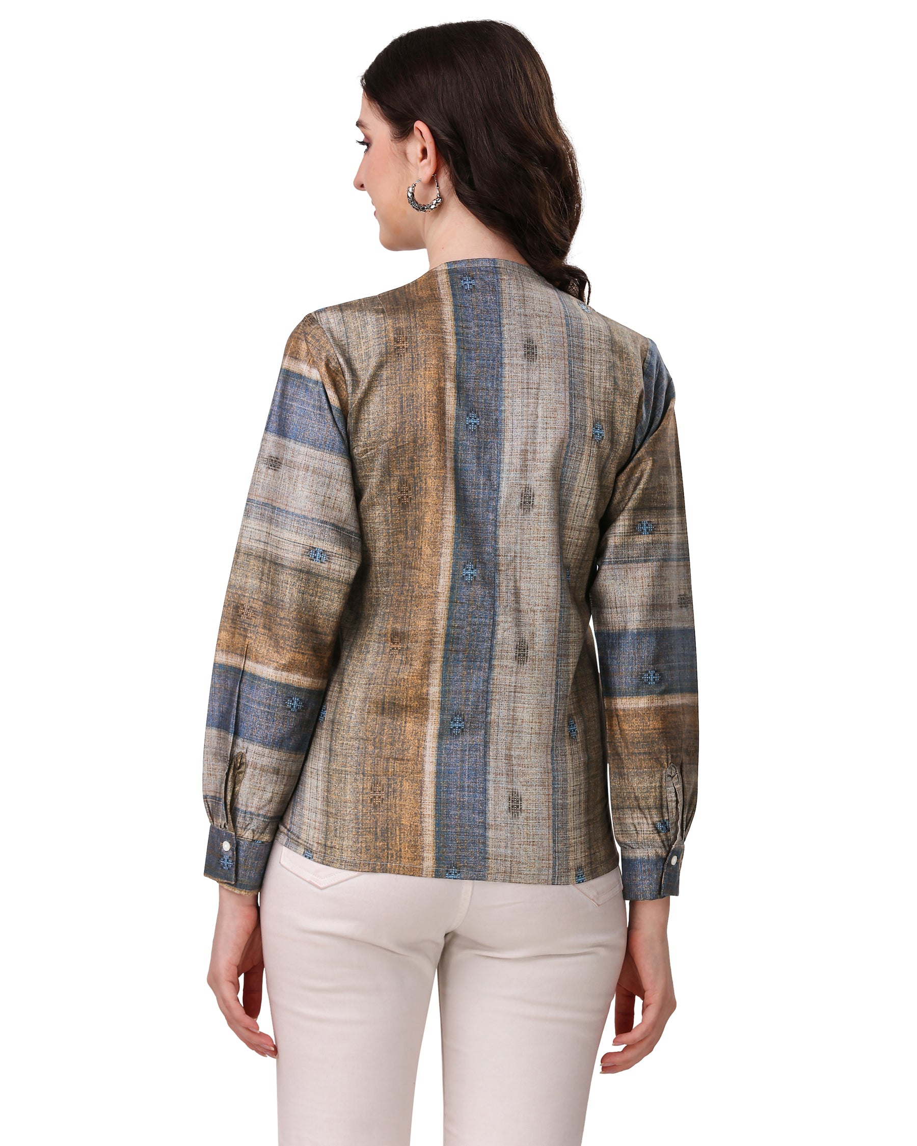 Brownish with Comet Blue Super Soft Premium Cotton Women’s Shirt