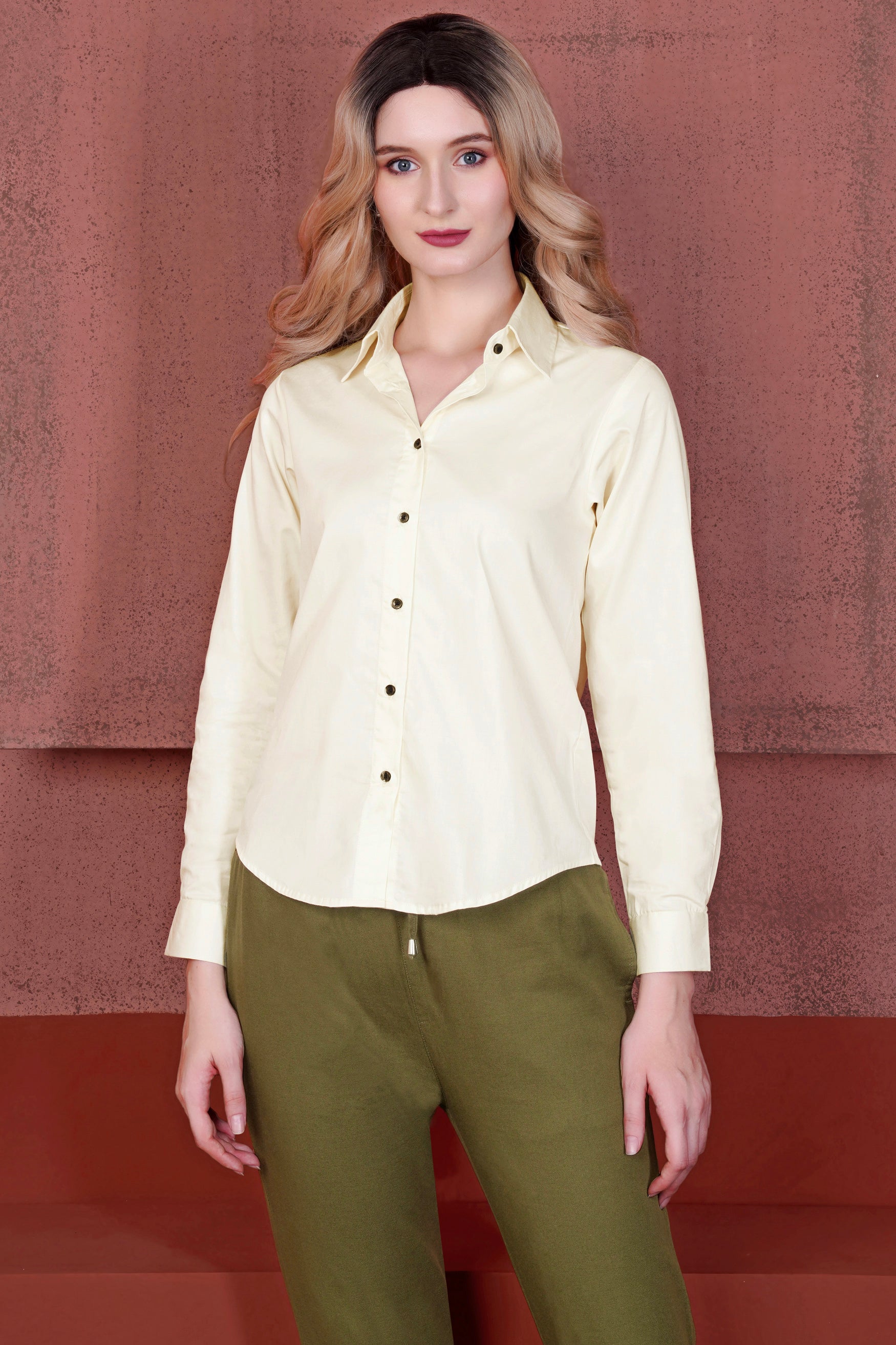 Merino Cream Premium Cotton Shirt